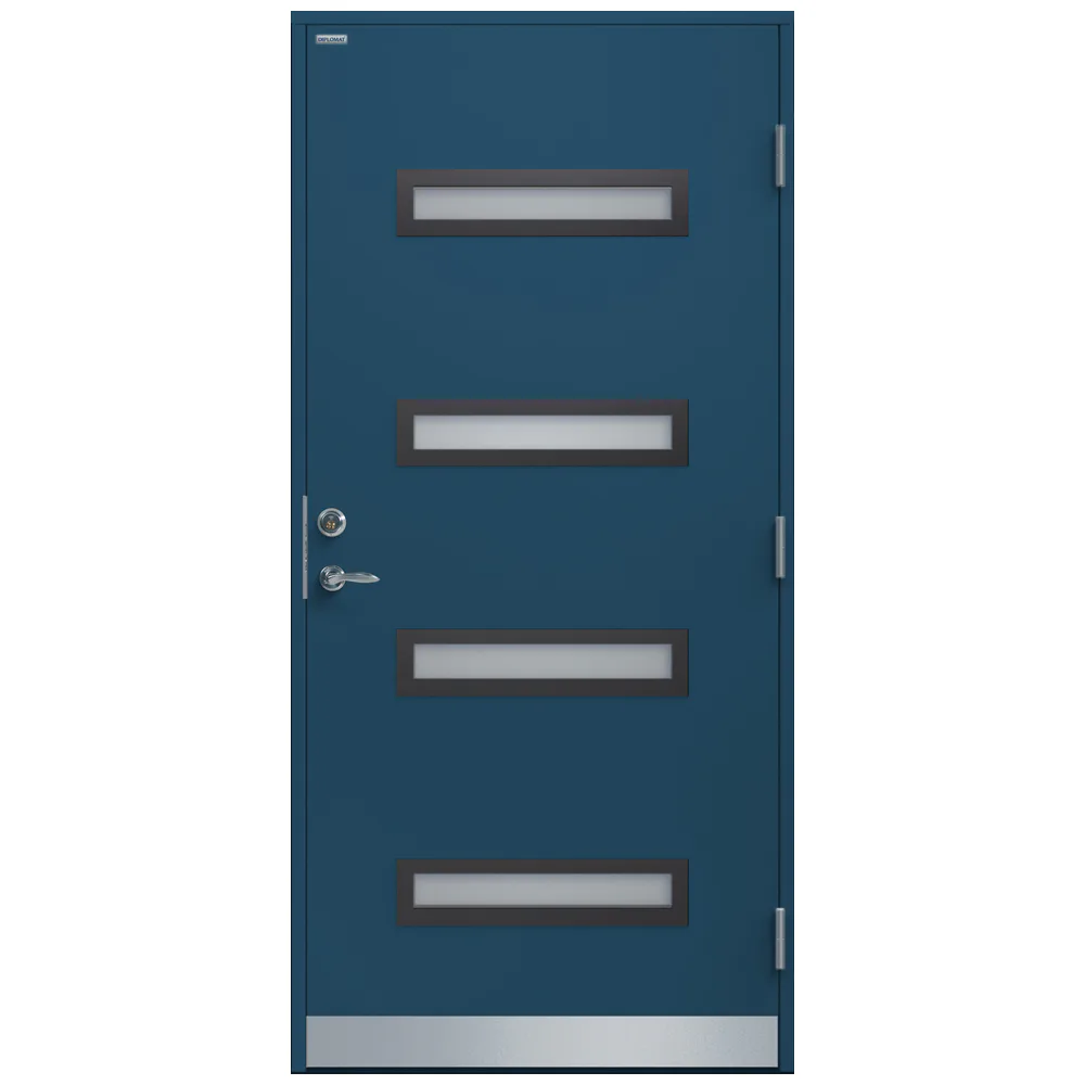 Ytterdörr Minnah Steppat Glas 10x21 NCS S-5030-R90B, Blå Vä BxH: 100x210 cm, Mörkblå, Vänsterhängd