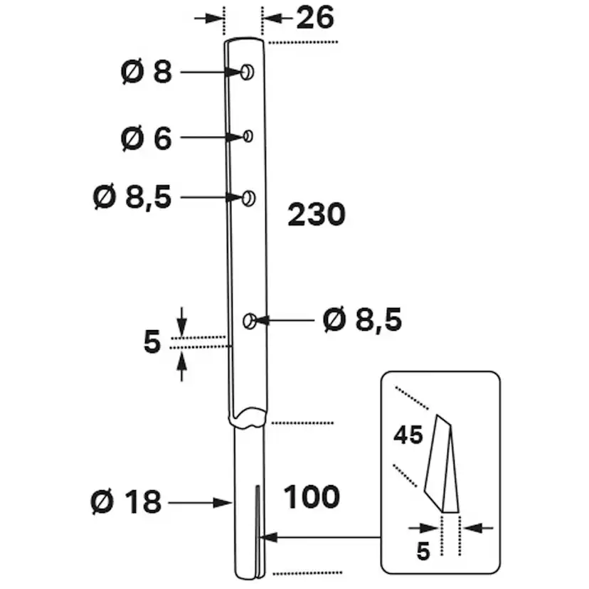 Stolpstöd FAST CSPW 26x5x330 mm