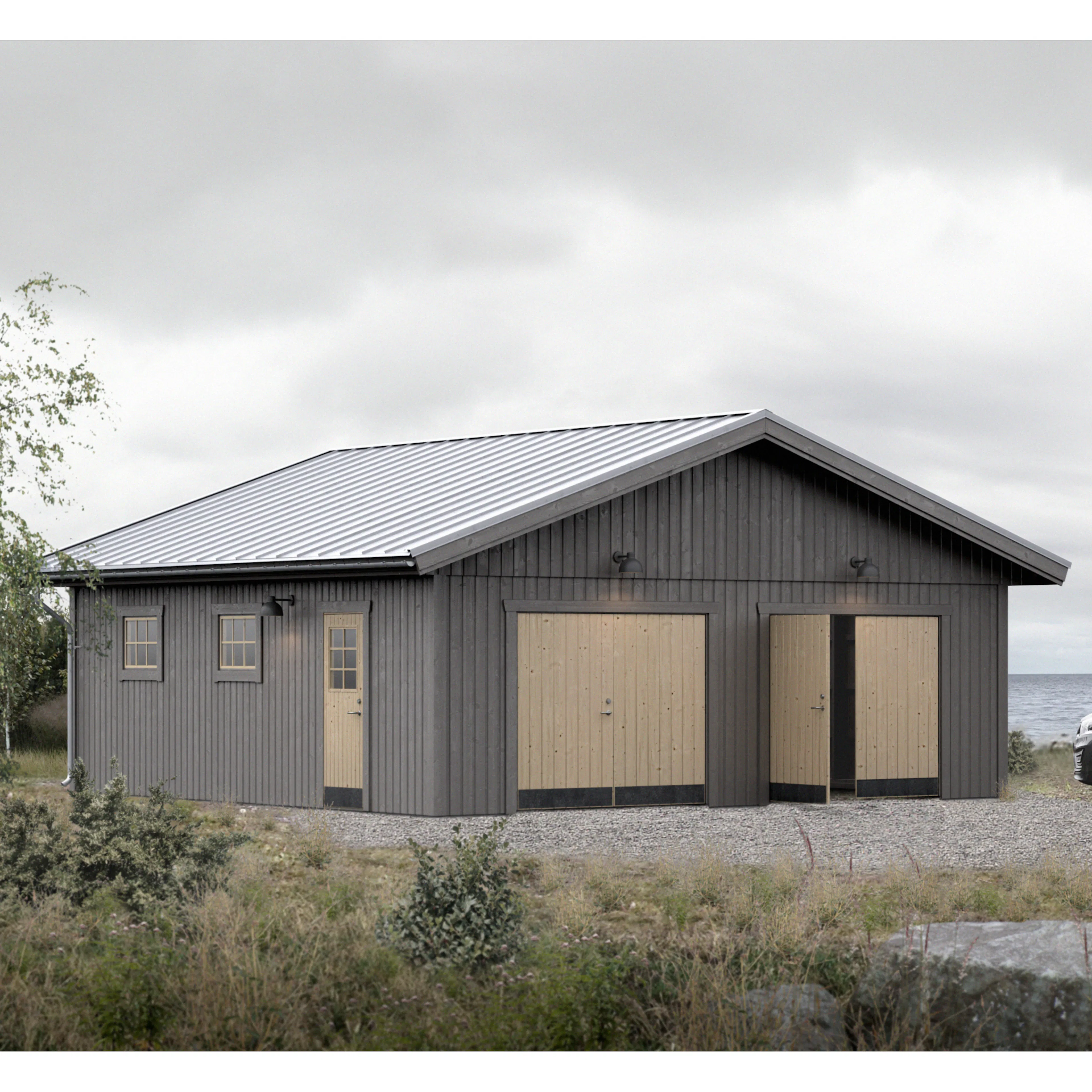 Dubbelgarage Baseco Gavas 65 m² Byggsats i Trä med Sadeltak