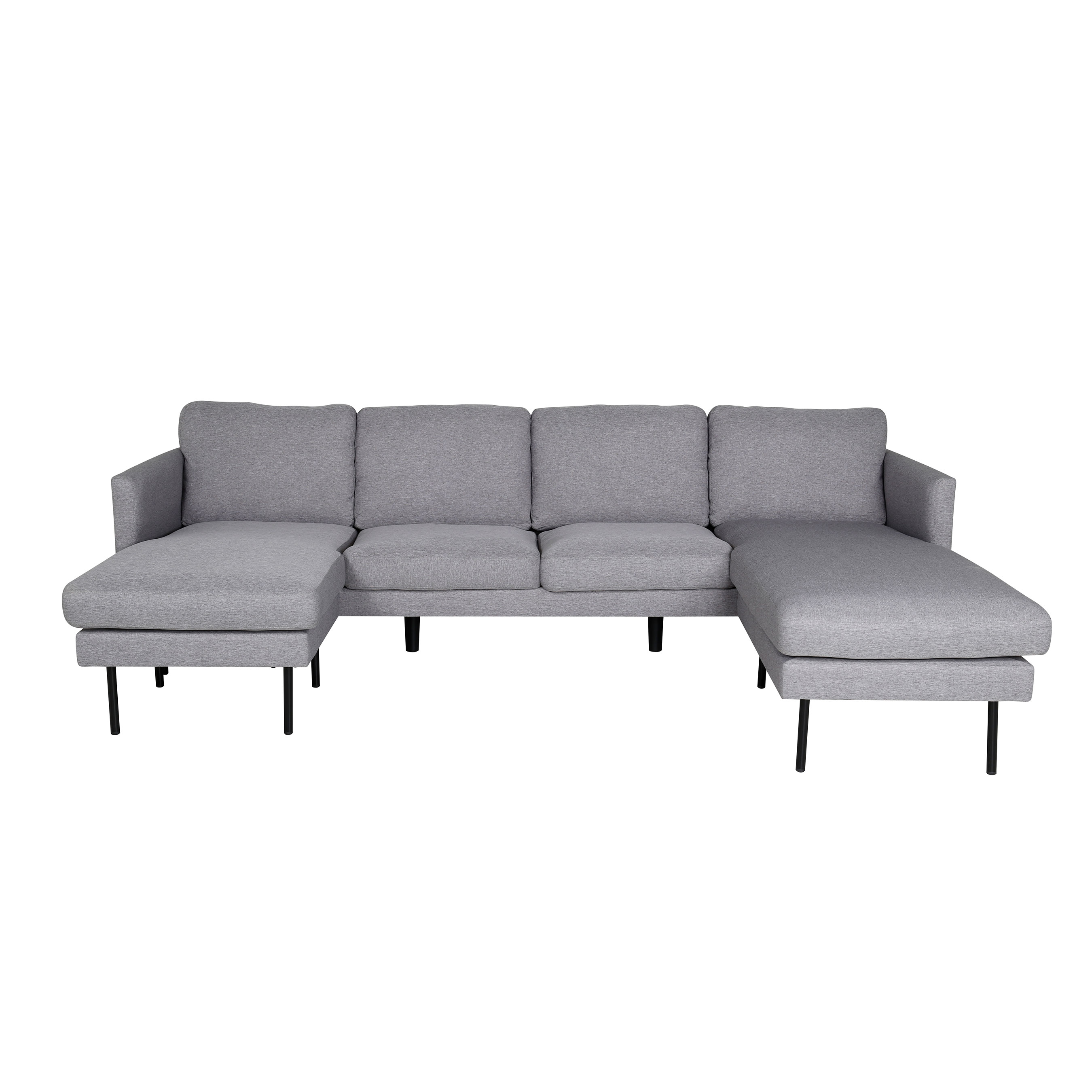 Zoom U-Sofa - Black / Steel Grey Fabric Grå
