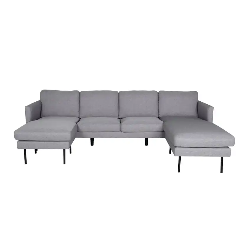 Zoom U-Sofa - Black / Steel Grey Fabric Grå