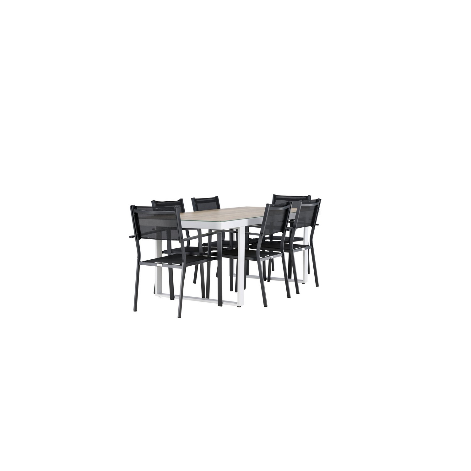 Merlo Dining Table - White/Whitewash +Copacabana Stacking Ch Trädgårdsgrupp Venture Home Merlo med 6 Copacabana Stolar