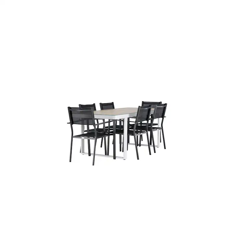 Merlo Dining Table - White/Whitewash +Copacabana Stacking Ch Trädgårdsgrupp Venture Home Merlo med 6 Copacabana Stolar