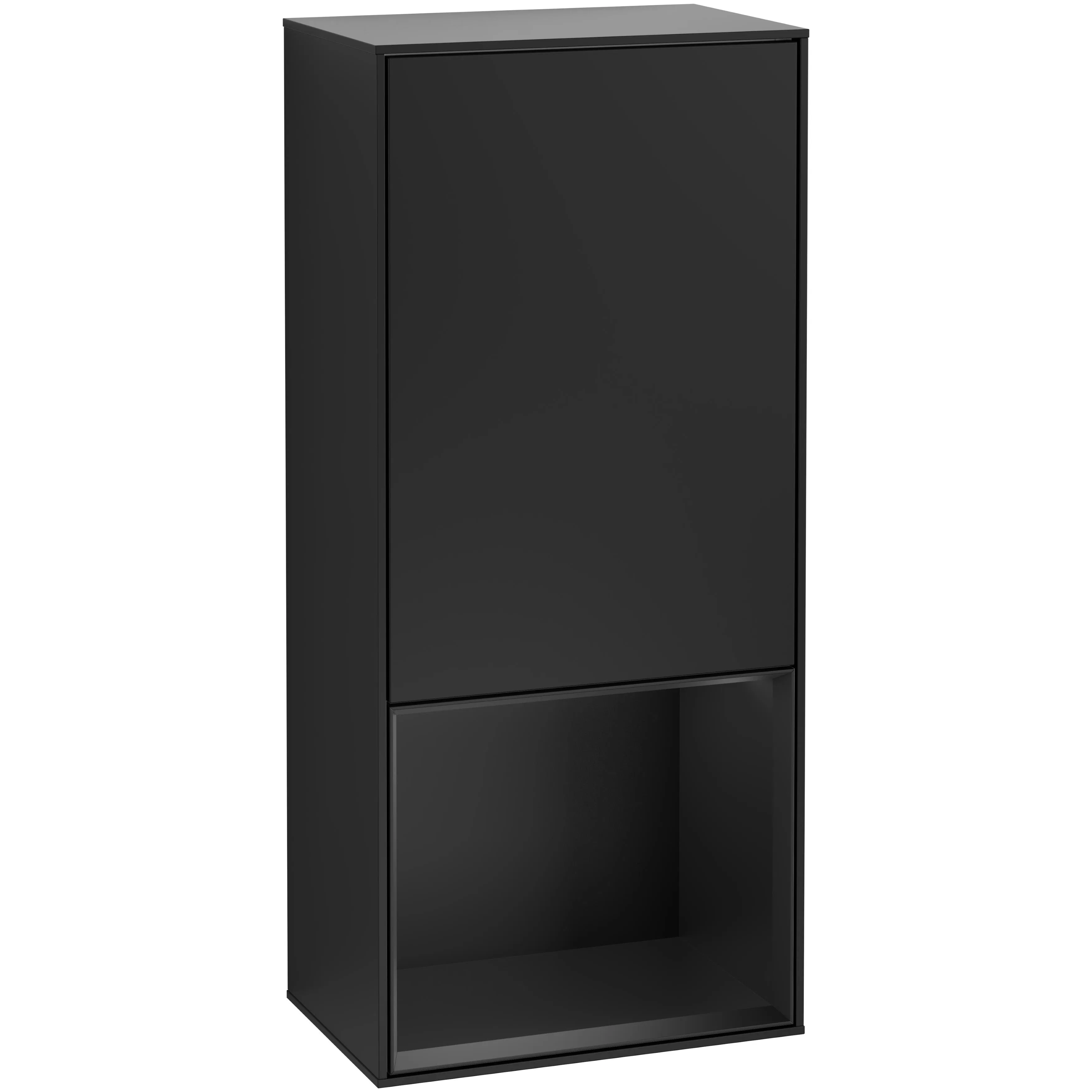 Sidoskåp Villeroy & Boch Finion G540PDPD Svart Mattlack, Svart Mattlack, Gångjärn Vänster, Med Väggbelysning