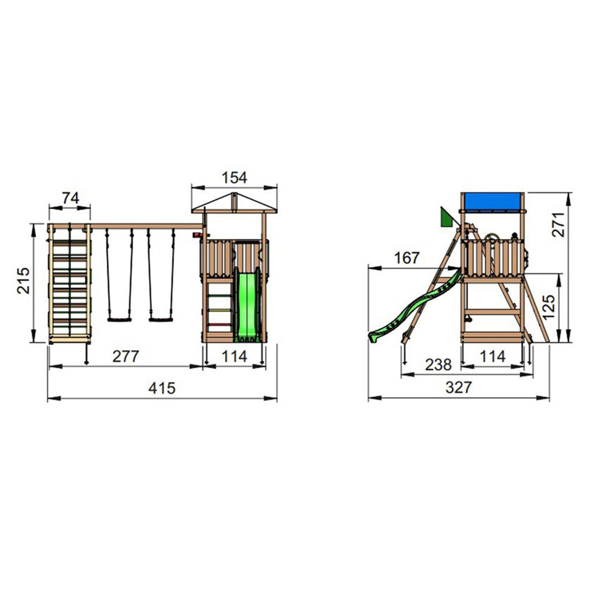Lektorn Jungle Gym Hut Komplett Inkl Climb Modul X'tra och Rutschkana