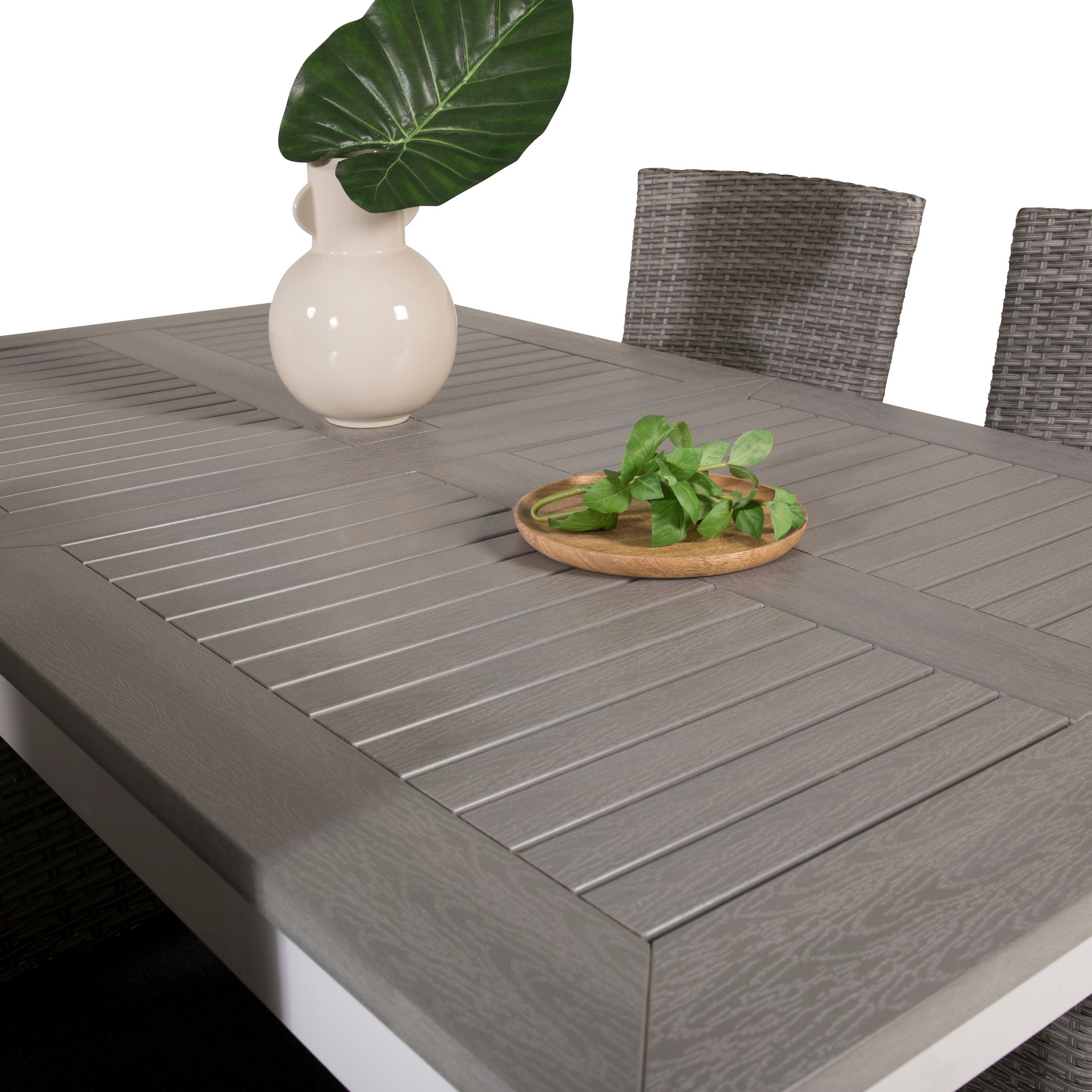 Albany Dining Table 152/210*90 - White Alu / Grey Aintwood+M Grå