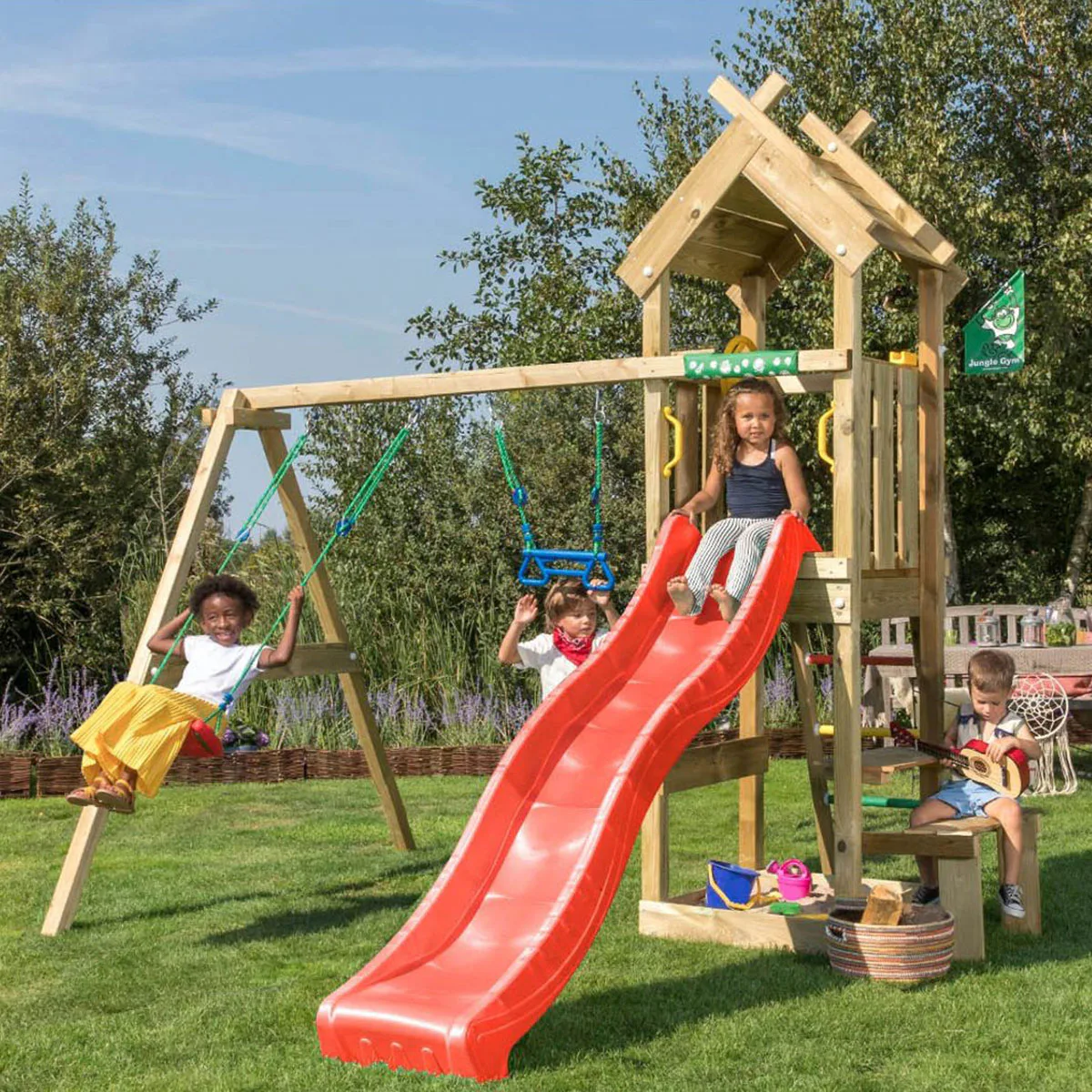 Lektorn Jungle Gym Totem Inkl Gungmodul & Röd Rutschkana