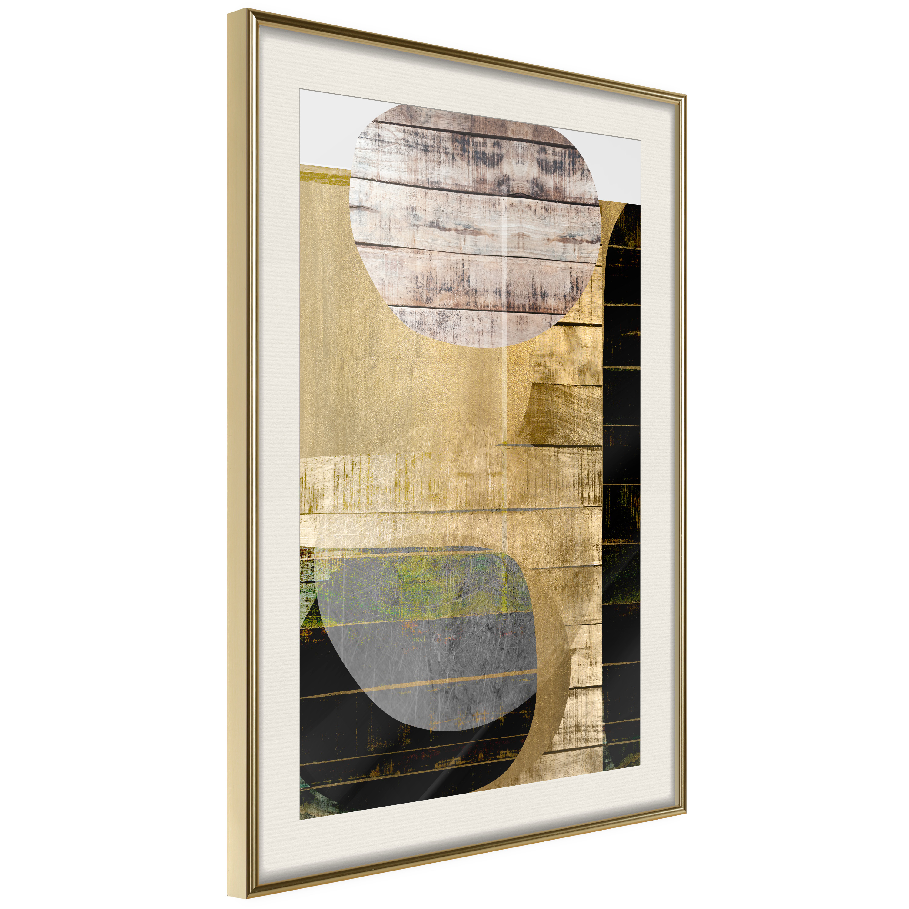 Affisch - Abstract Construction [Poster] 20x30 Guld ram med passepartout, 20x30 cm