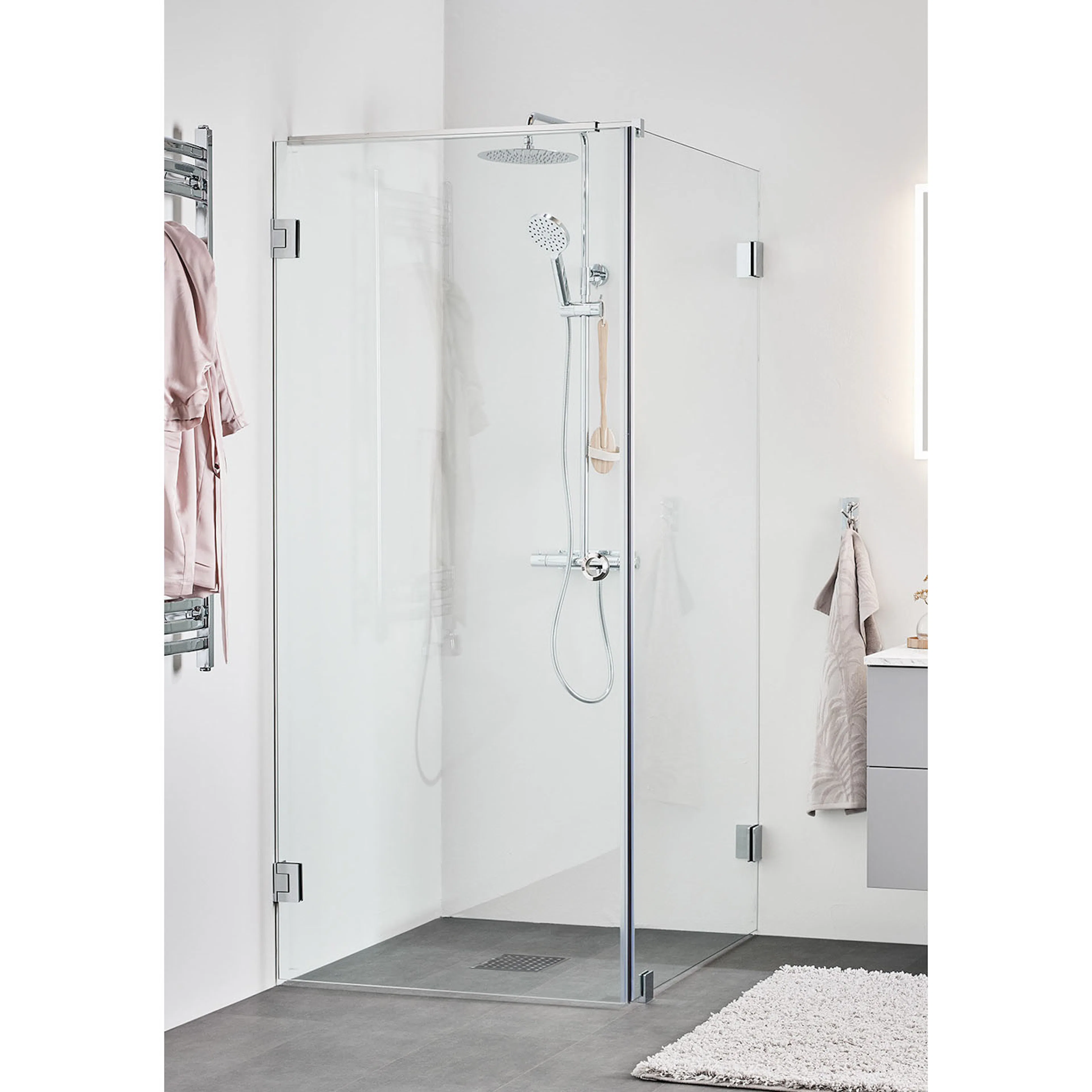 DUSCHHÖRN INFINITY COMBI 90X80 KROM Krom, BxD: 900 (Dörr) x 800 (Vägg) mm