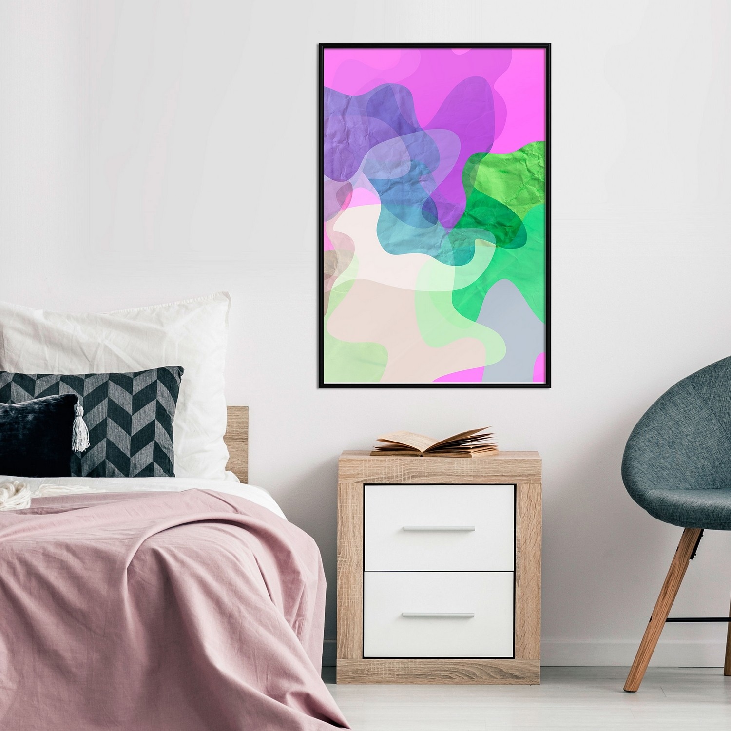 Affisch - Pastel Butterflies [Poster] 20x30 Svart ram, 20x30 cm