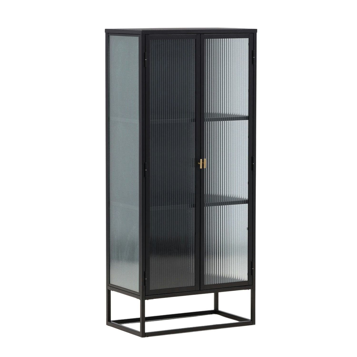 Vitrinskåp Venture Home Garis Svart Stål 160cm