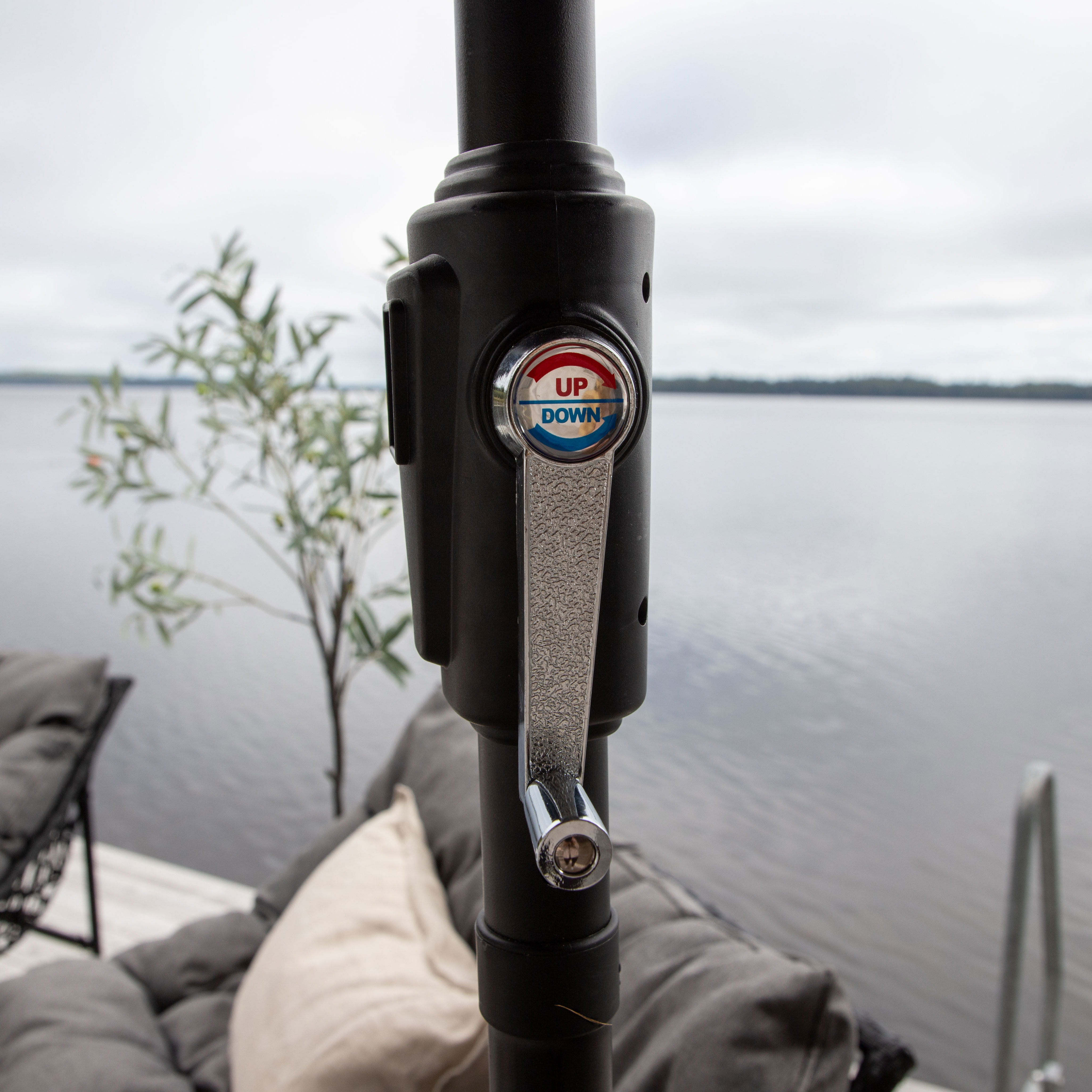 Sabal Umbrella with LED, Grey, 270 Grå