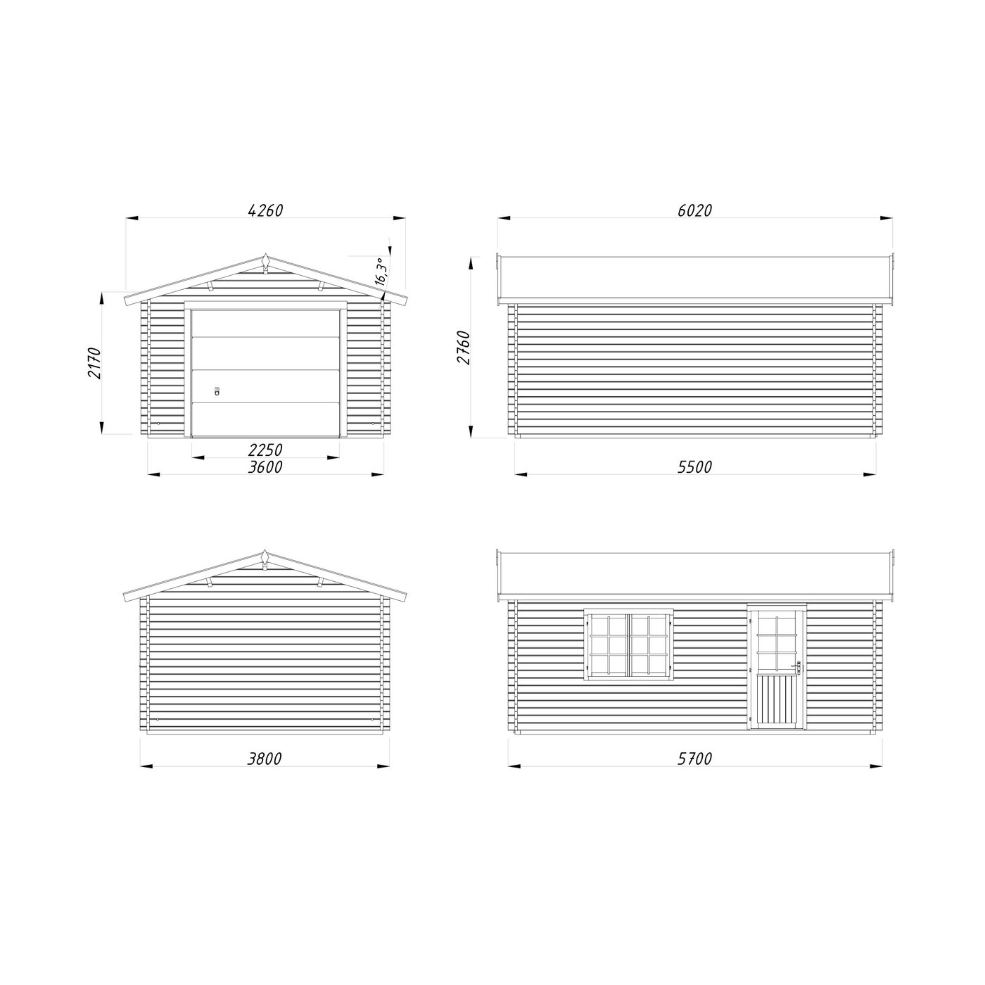 Garage Palmako Roger 19,0 m2 med Takskjutport
