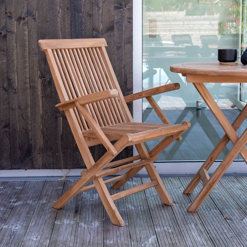 Cafégrupp Venture Home Kenya Ø70 cm med 2 Fällbara Stolar med Armstöd