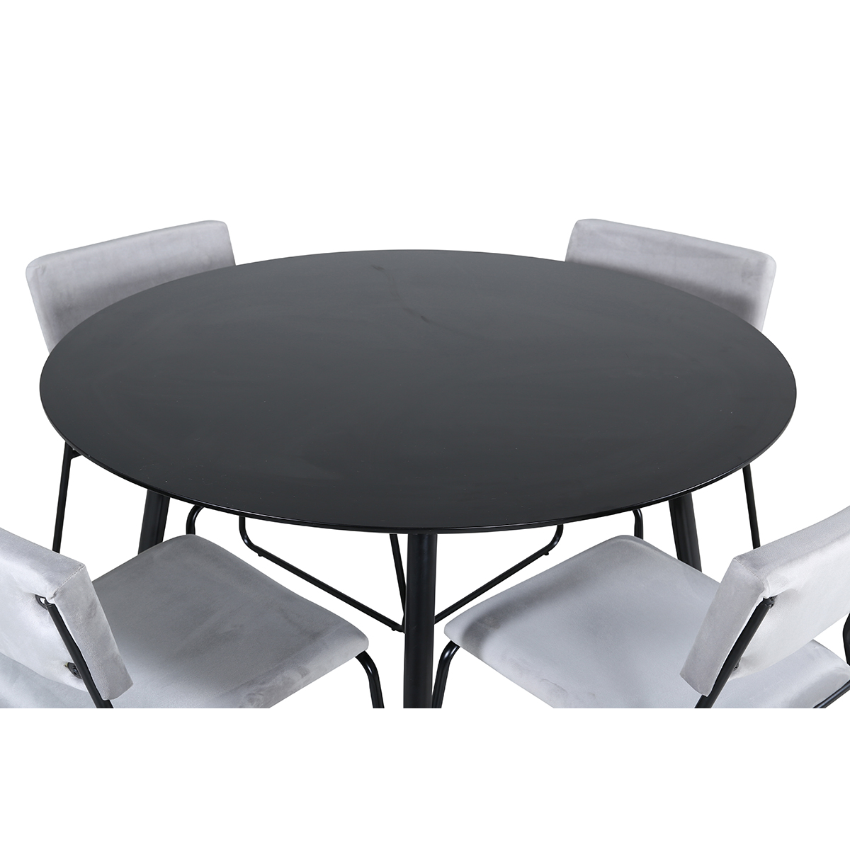 Silar Dining Table - Round 100  cm - Black Melamine / Black Grå/Svart