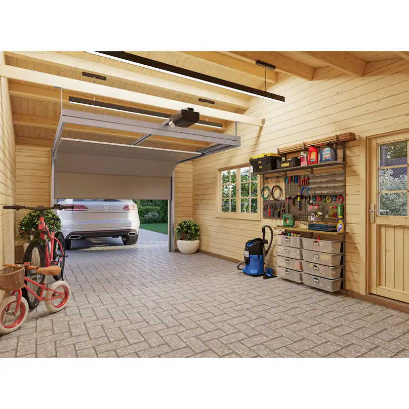 Garage Palmako Roger med Carport 36,5 m2 och Takskjutport