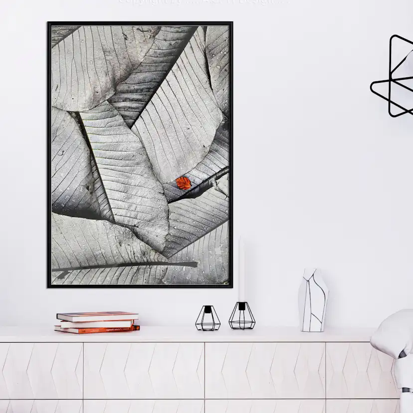 Poster Artgeist Affisch Black And White Leaves