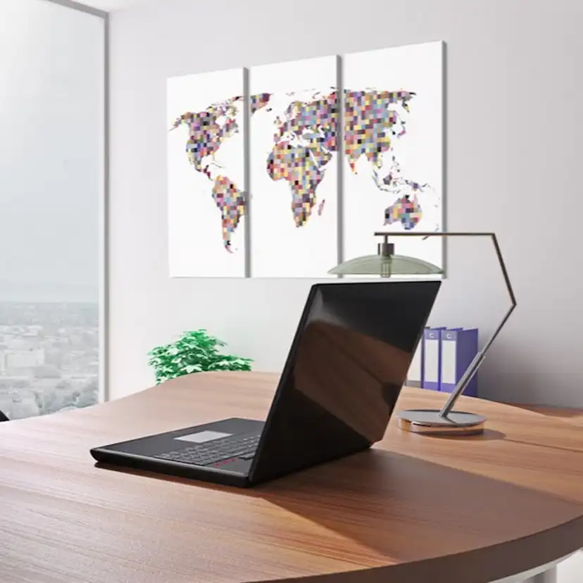 Tavla Arkiio Karta Över Världen Pixels Triptych