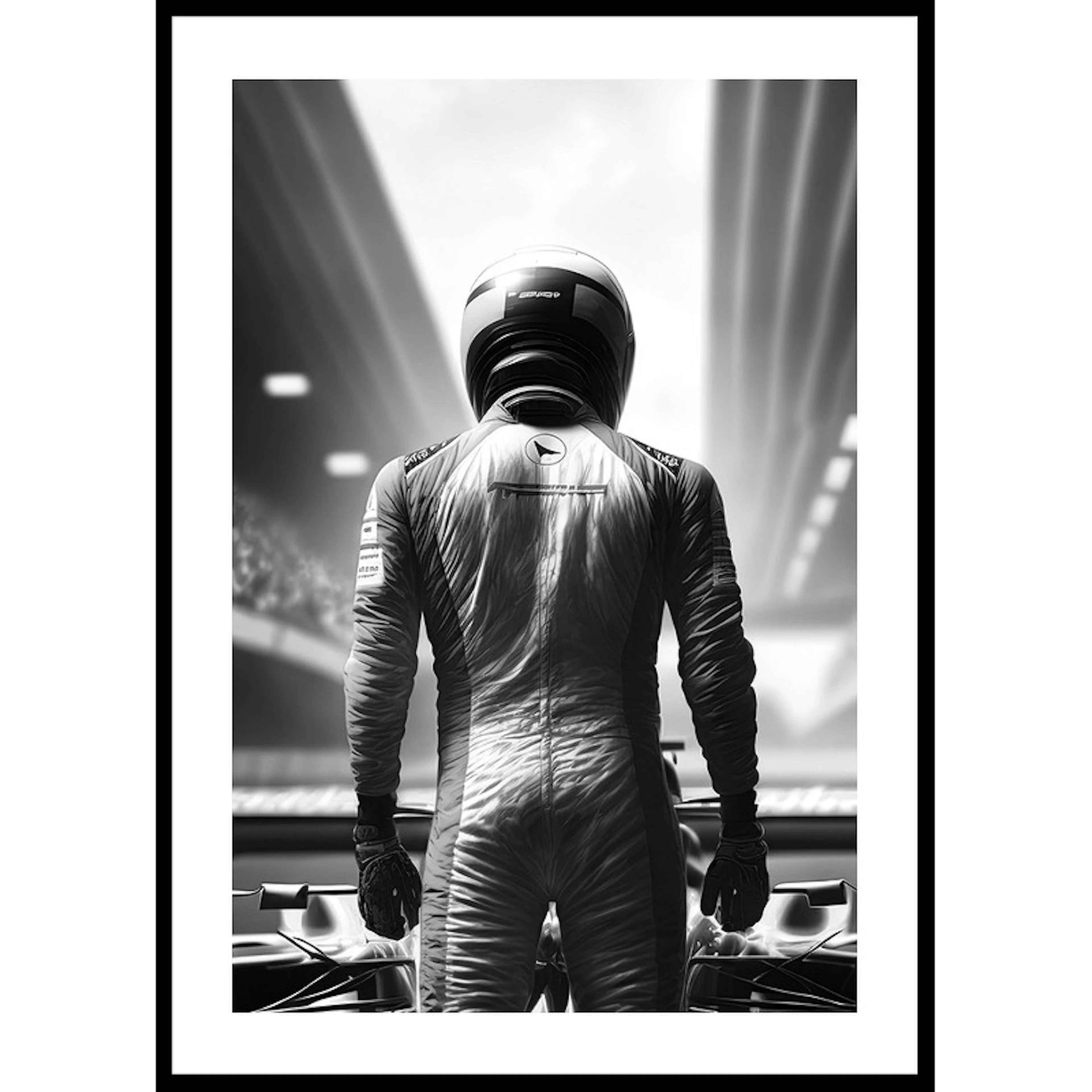 Poster Gallerix Race Car Driver B&W