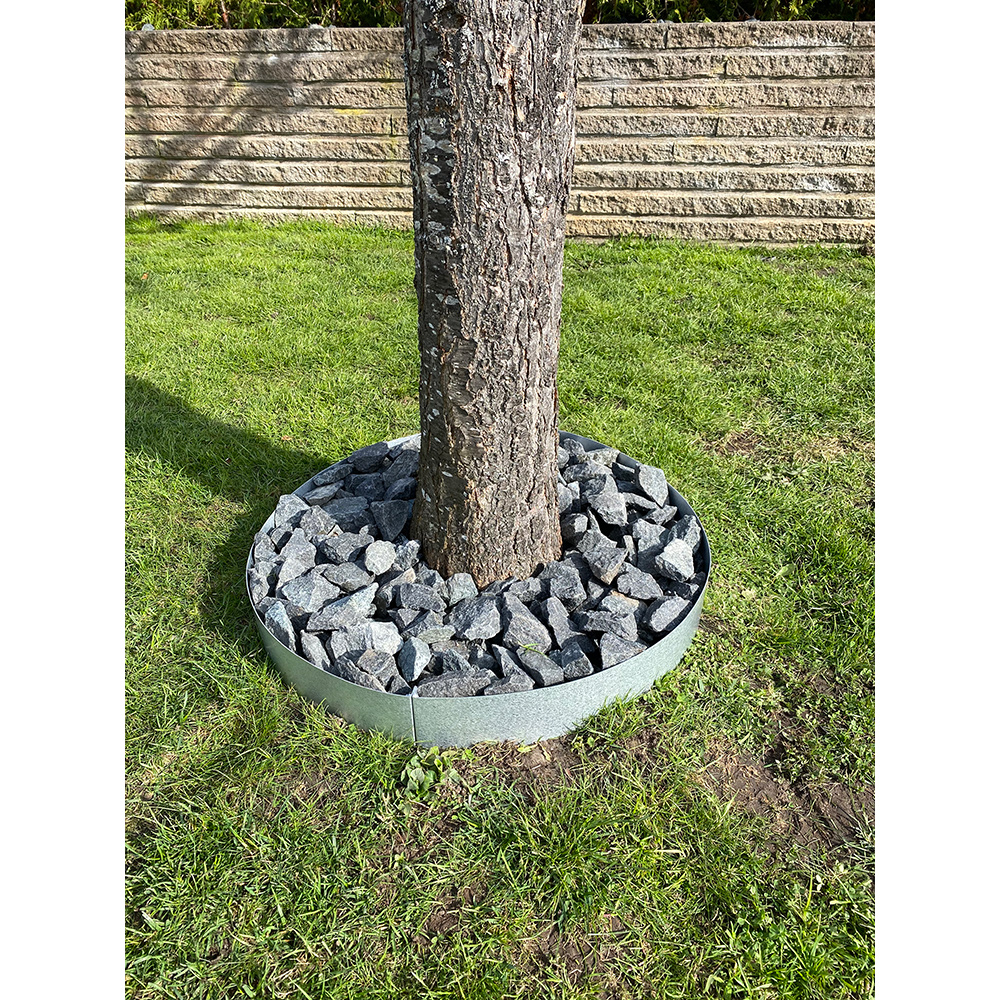 Rabattkant Skotte Garden Trädring Corten Hög 16cm ⌀65 cm Gräskant Silver Zinkplåt