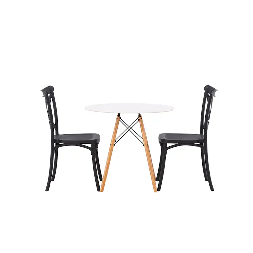 Matgrupp Venture Home Danburi Ø 60 cm med 2 Crosett Stolar