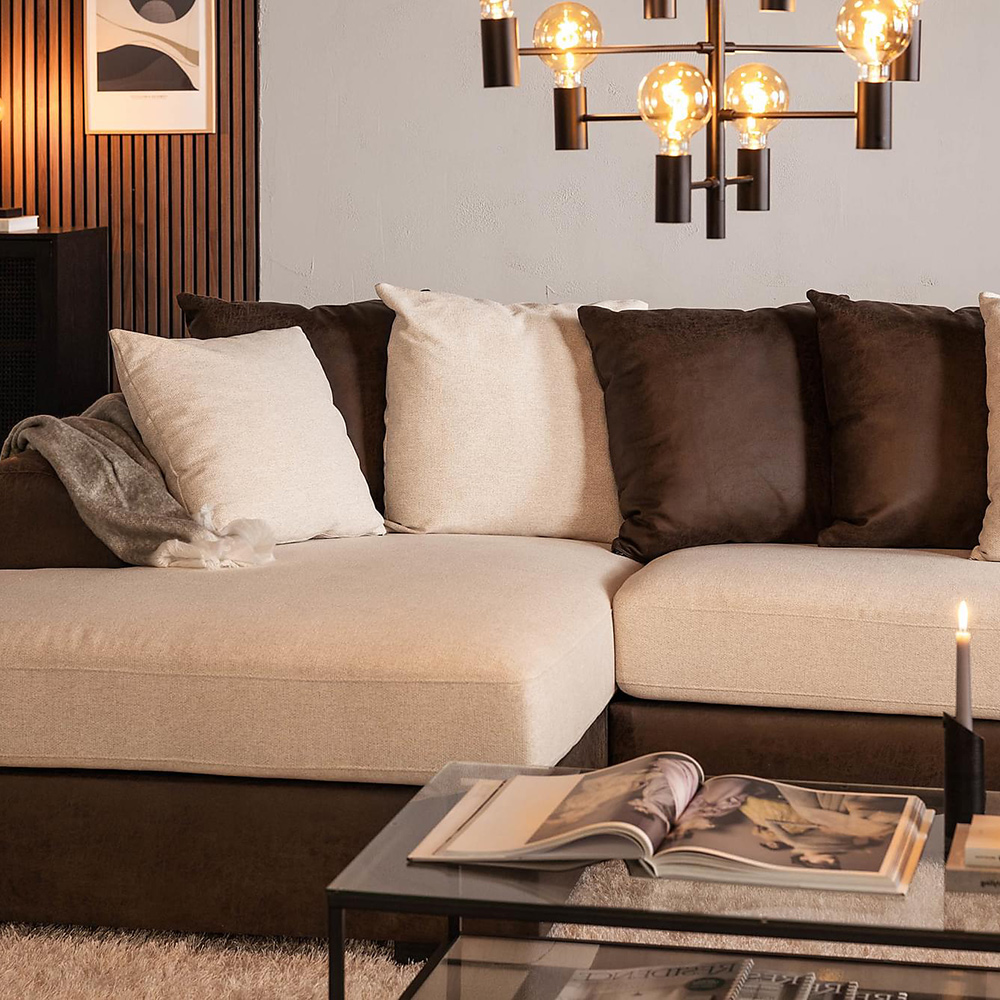 Cuba U-Soffa Divan Vänster inkl Kuvertkuddar Beige/Brun, Väntser