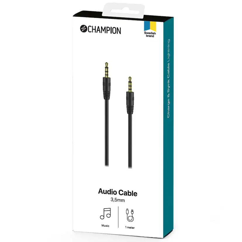 Audiokabel Champion 3,5mm 1m Svart