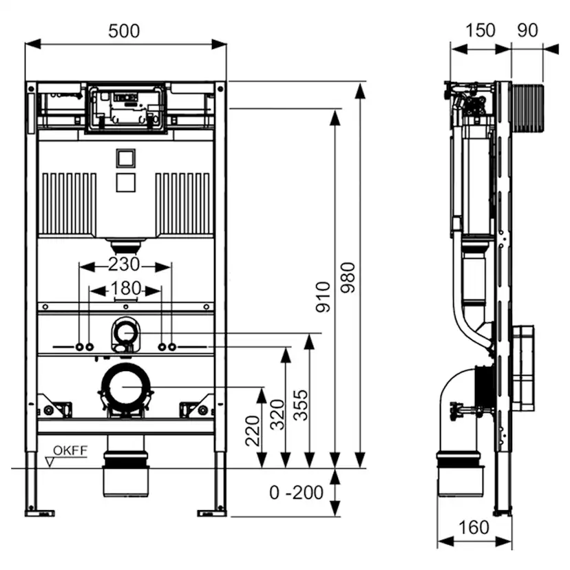 WC-Fixtur TECE Profil 98 cm