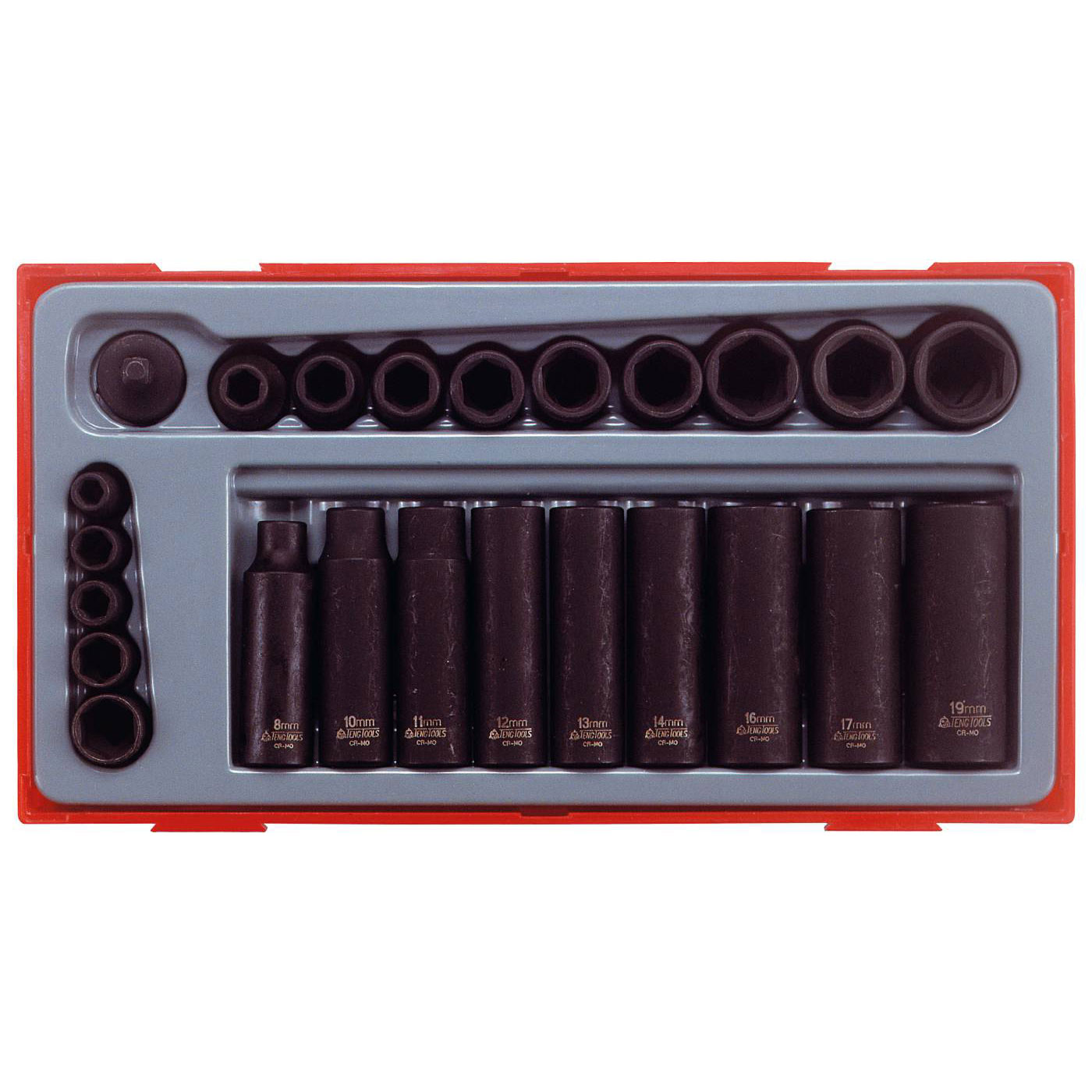 Krafthylssats 24 delar med 1/4 tum och 3/8 tum fyrkantsfäste Teng Tools TT9024