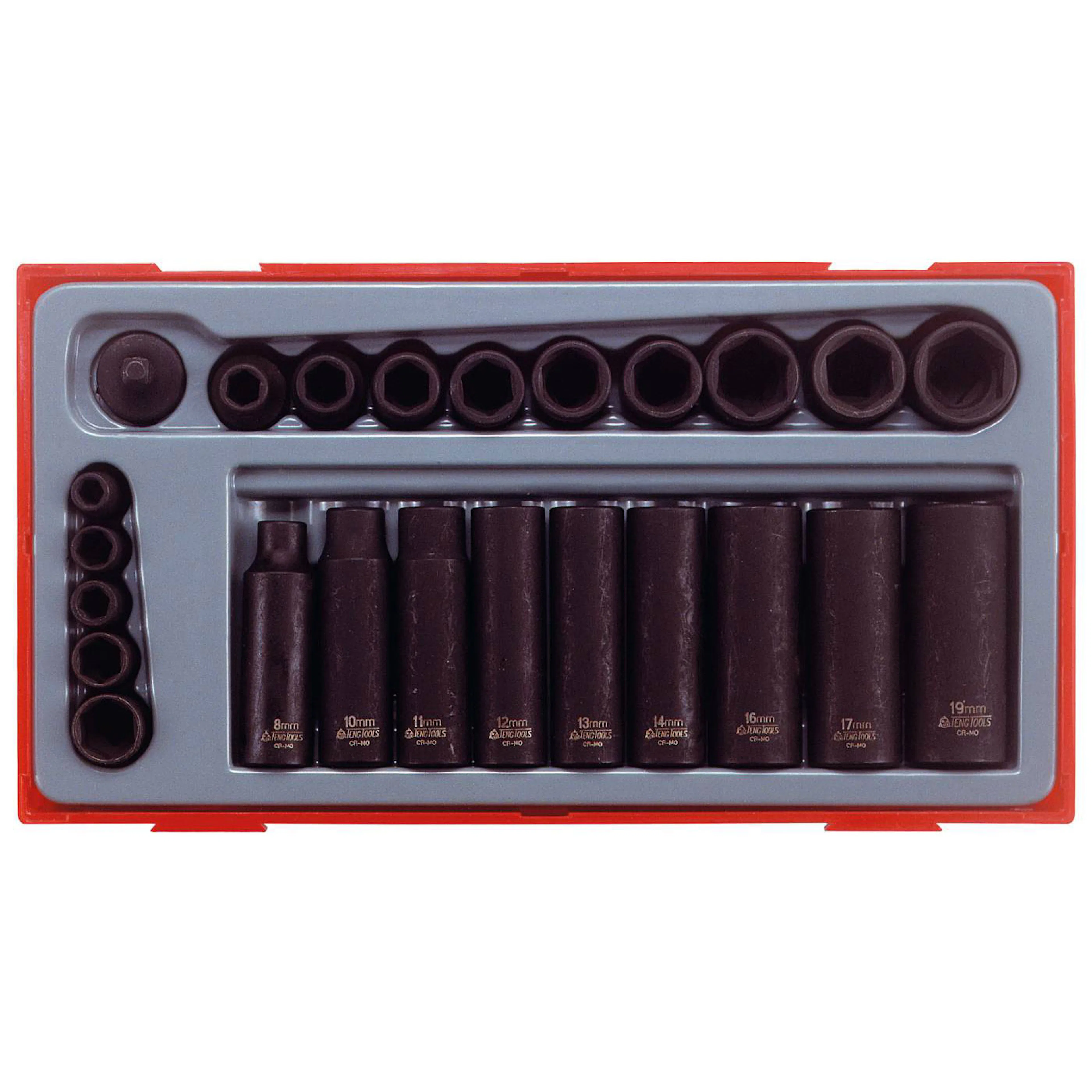 Krafthylssats 24 delar med 1/4 tum och 3/8 tum fyrkantsfäste Teng Tools TT9024