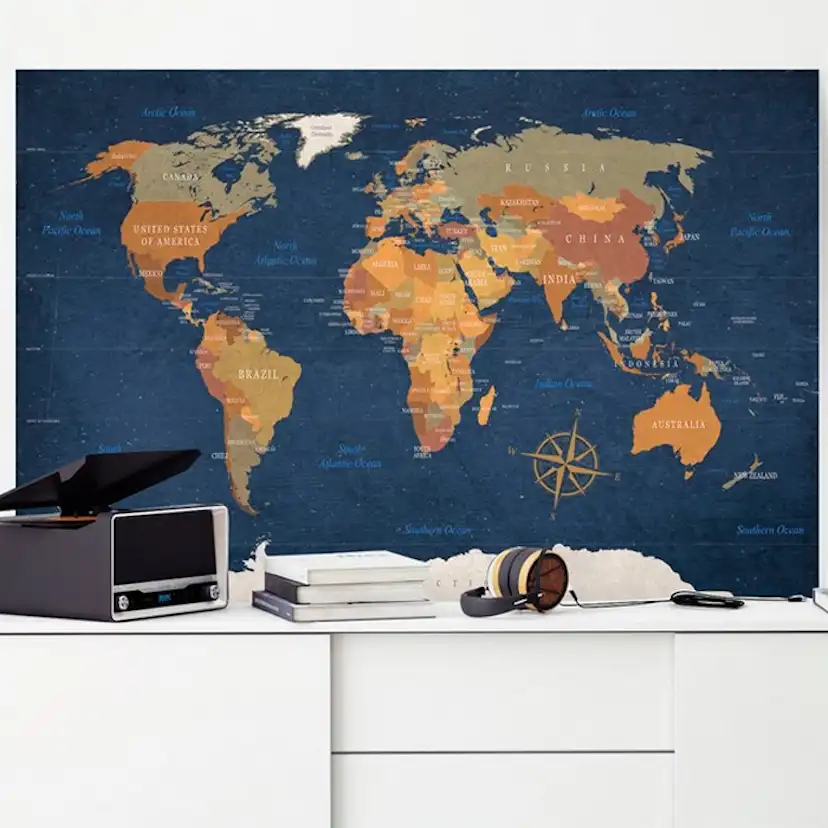 Tavla Arkiio World Map Ink Oceans