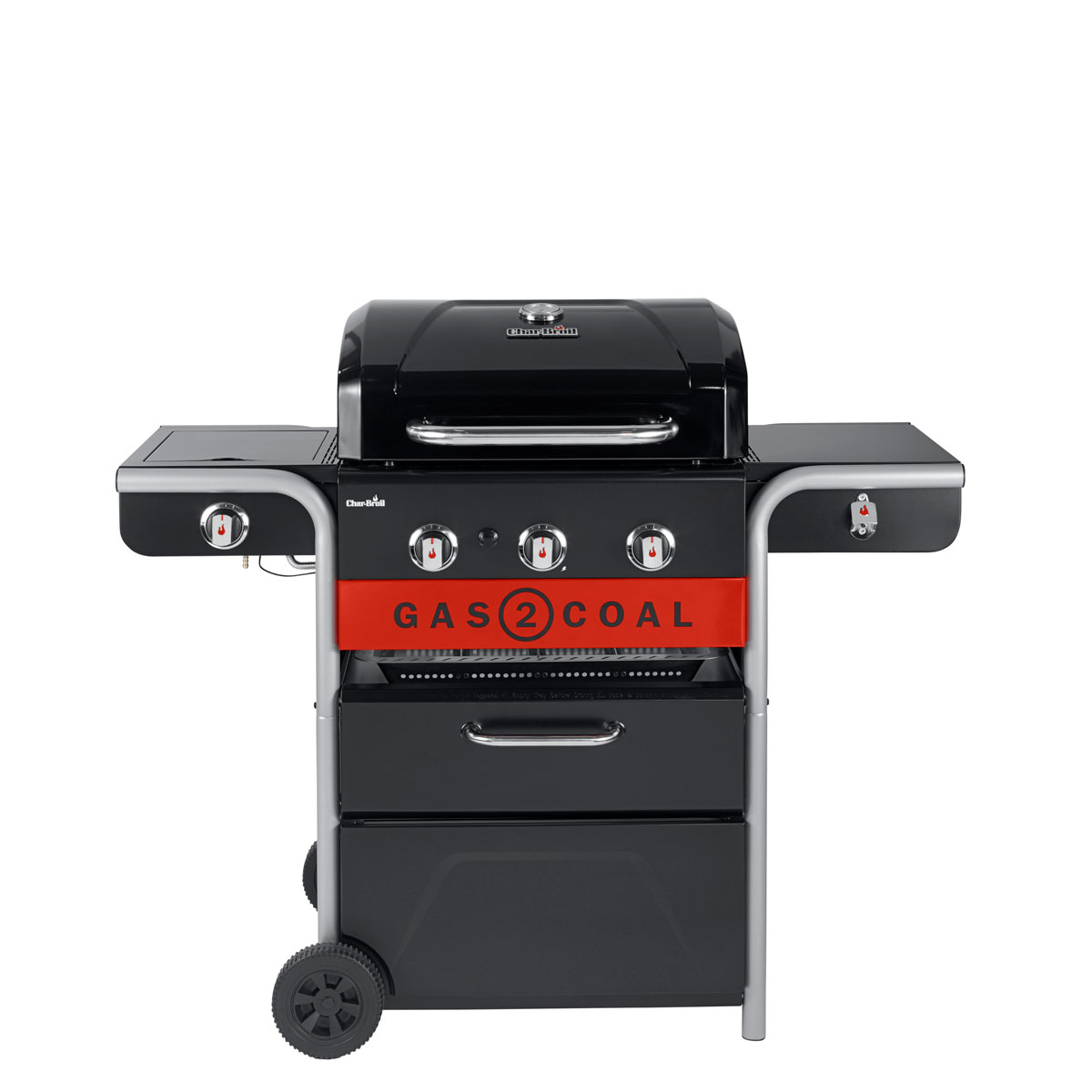 Hybridgrill Char-Broil Gas2Coal 2.0 330 Gasol- och Kolgrill med Sidobrännare & Gjutjärnsgaller
