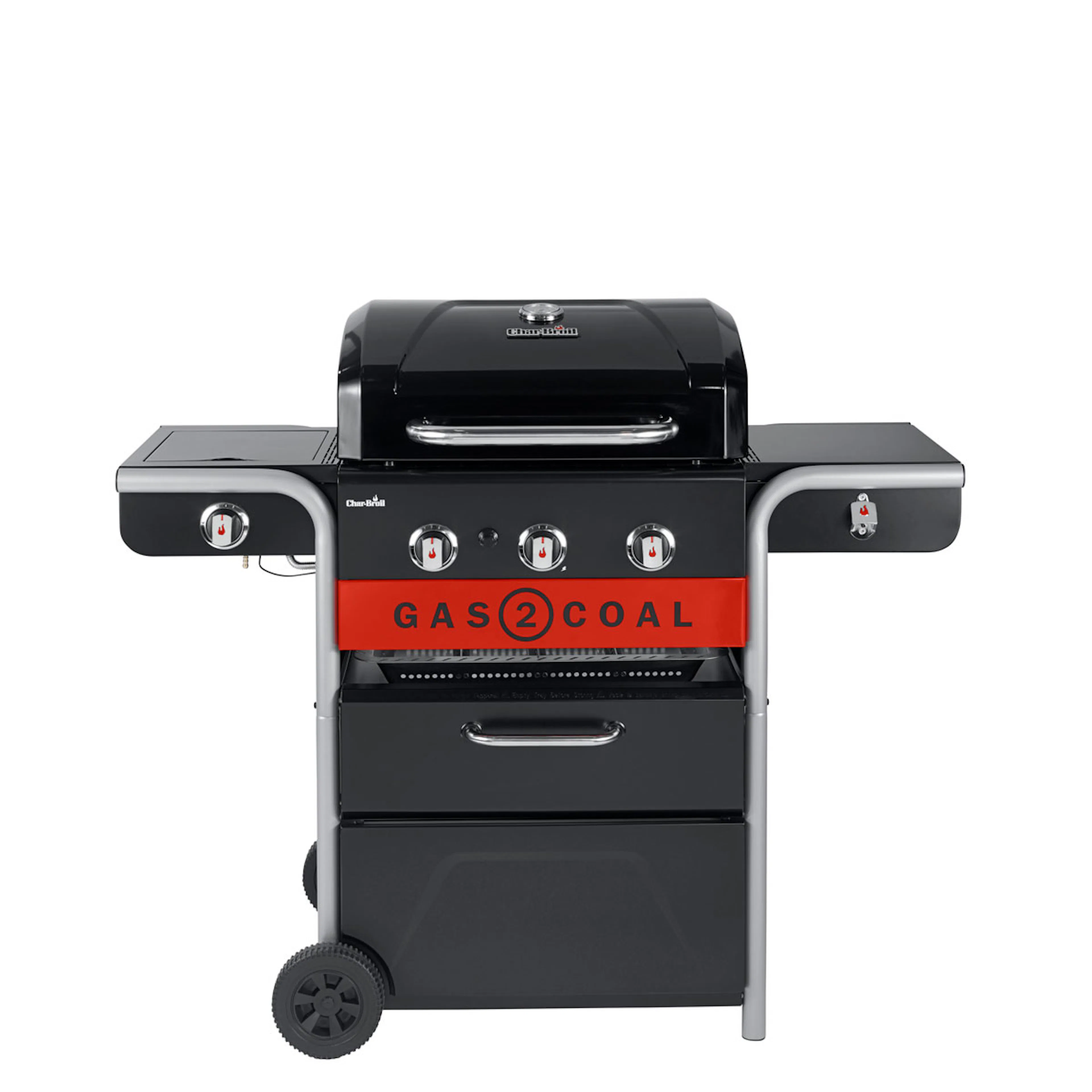Hybridgrill Char-Broil Gas2Coal 2.0 330 Gasol- och Kolgrill med Sidobrännare & Gjutjärnsgaller