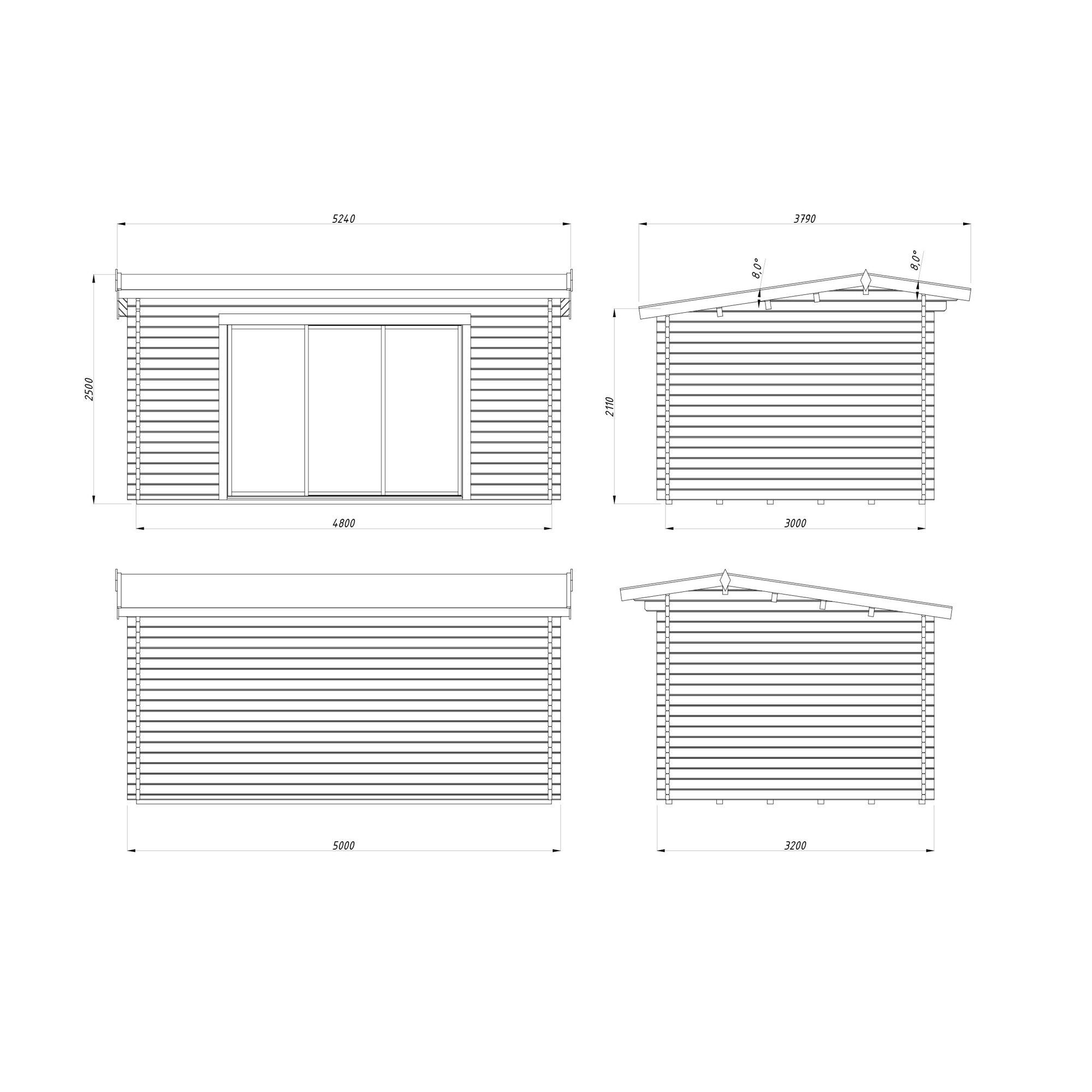 Ines 13,7 m2 Slide NO Obehandlad med Slide 1-lagers glas