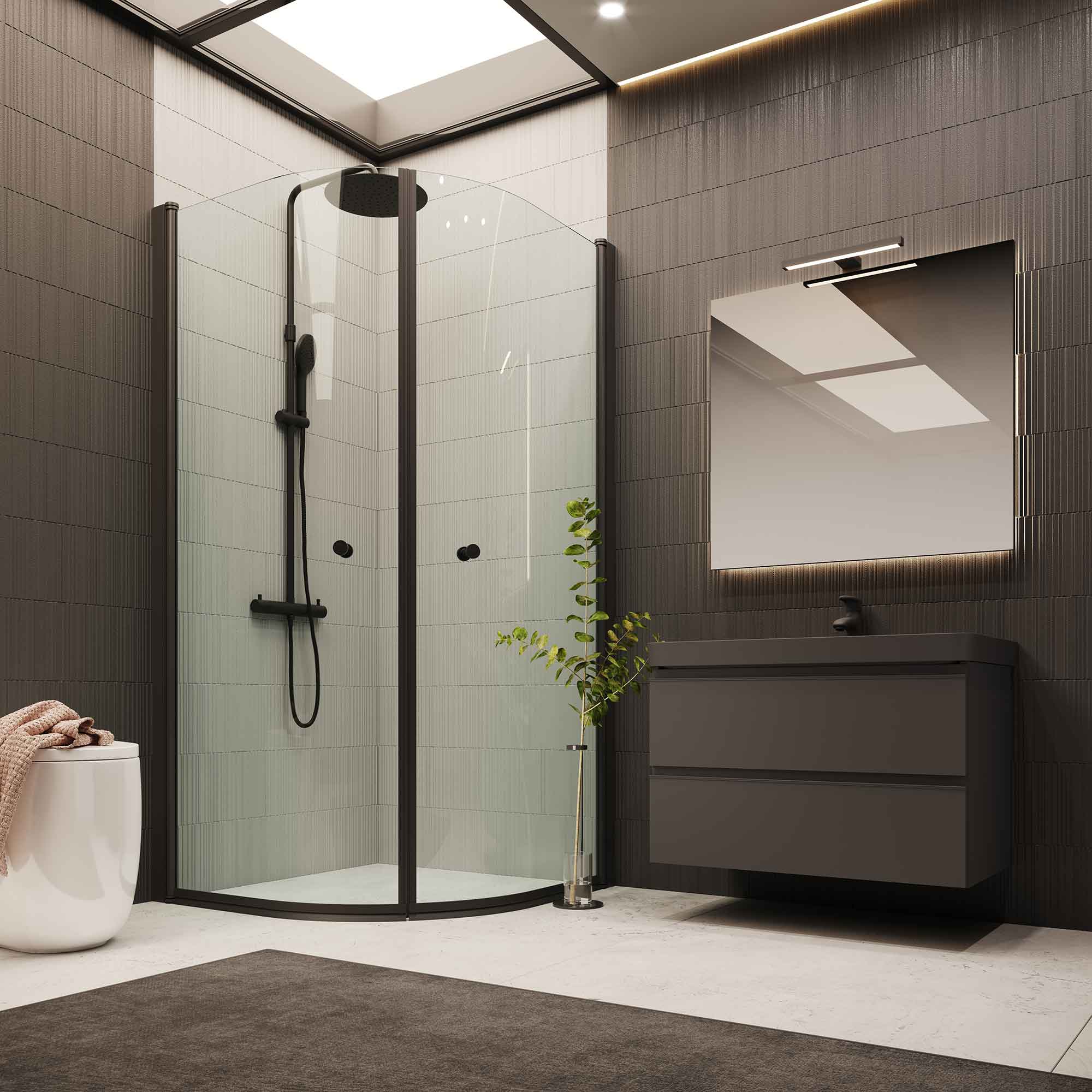 Duschhörn Arrow Round med Svarta Profiler