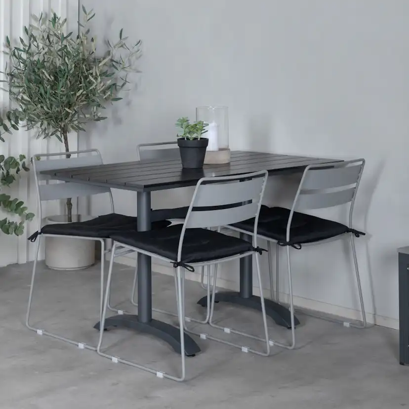 Denver 70*120 Black/Black+Lina Dining Chair - Grey_4 Grå