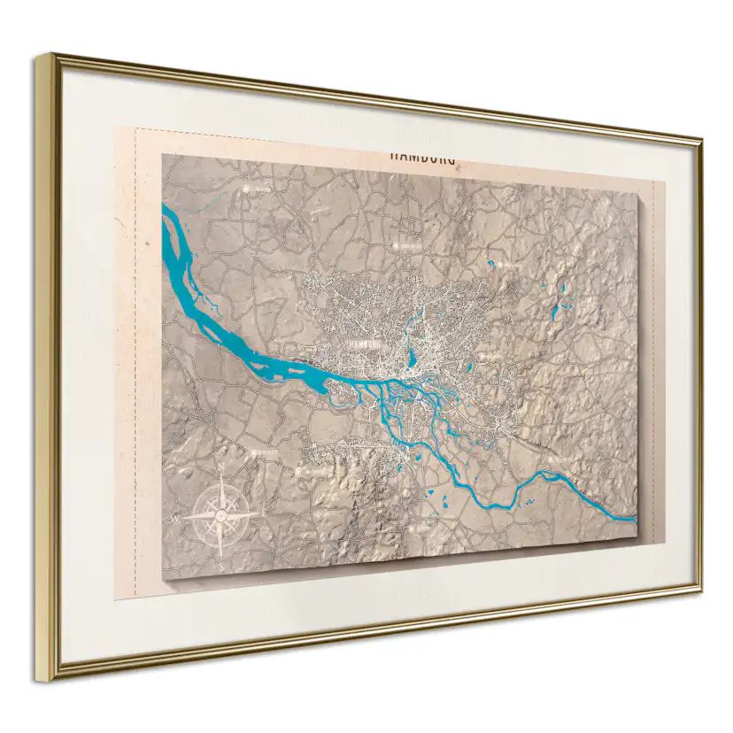 Poster Artgeist Affisch Isometric Map Hamburg