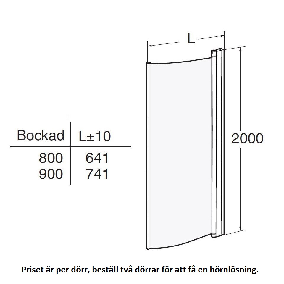 Duschdörr Contura Shower Space SBNK Bockad