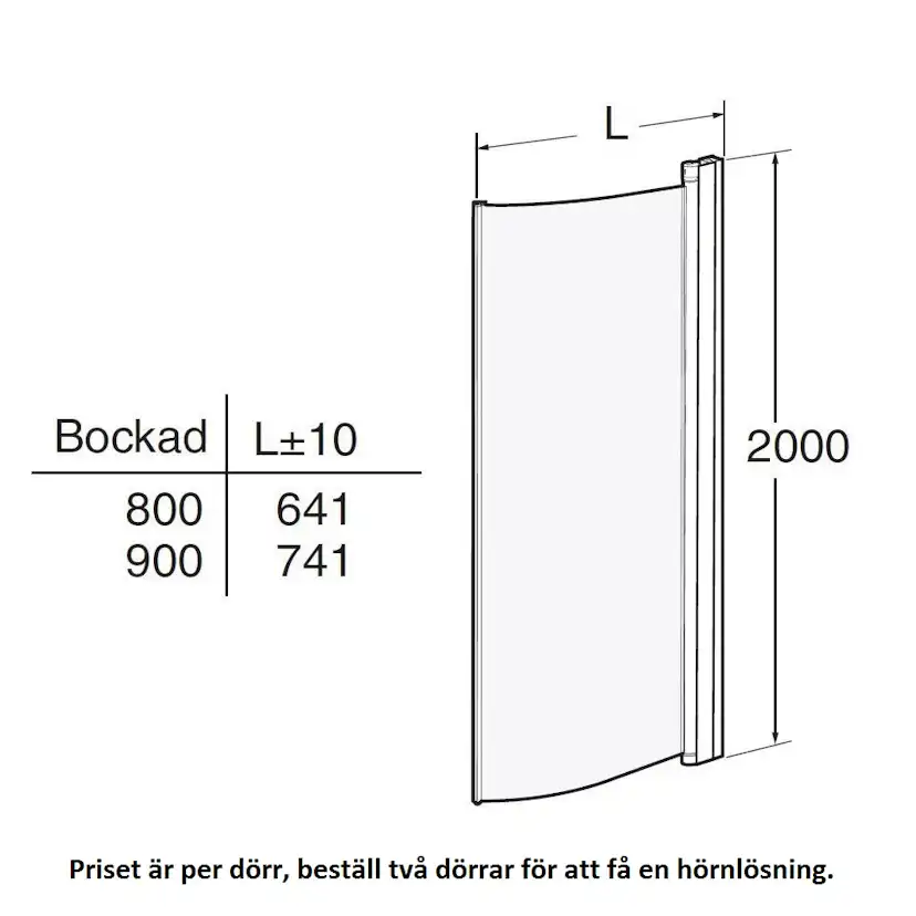 Duschdörr Contura Shower Space SBNK Bockad