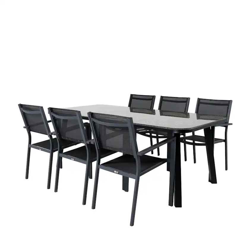 Matgrupp Venture Home Olle med 6 Curz Stapelbara Matstolar