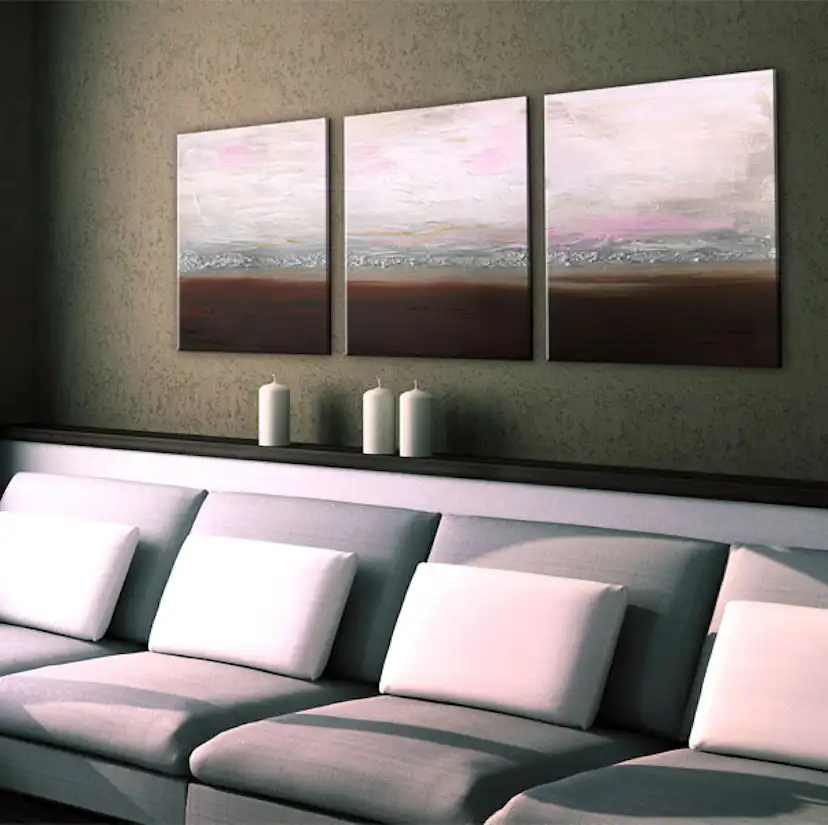 Handmålad Tavla Arkiio Lugn Kust 150x50