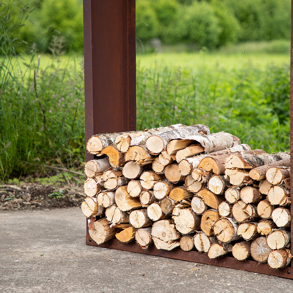 Mombasa Firewood Storage Steel - Rusty Orange Rostig