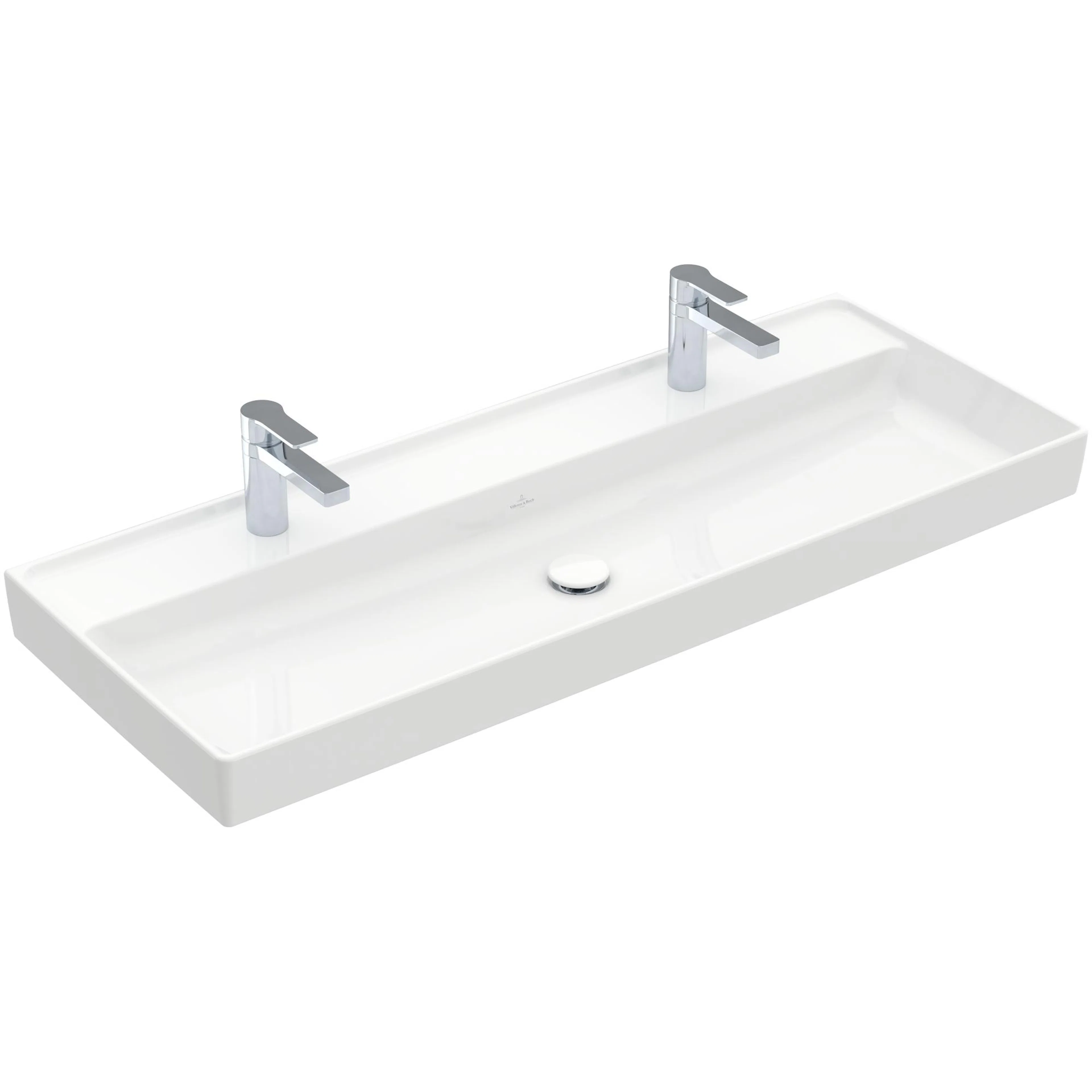 Tvättställ villeroy & Boch Collaro 4A33C1R1 Vit Alpin CeramicPlus, Utan Bräddavlopp, 1200 mm, Med 2 Blandarhål, för Två Enhålsblandare