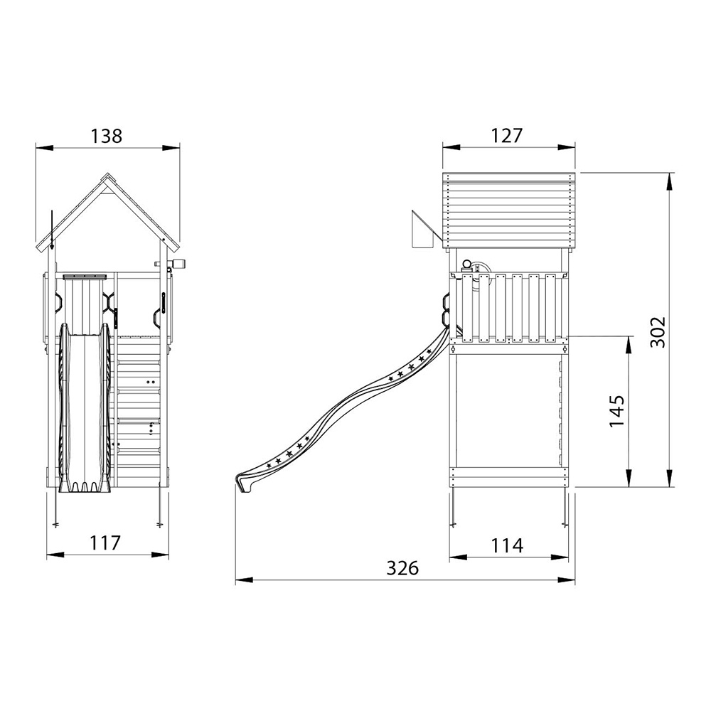 Lektorn Jungle Gym Cabin 2.1 Grön Rutschkana Trä