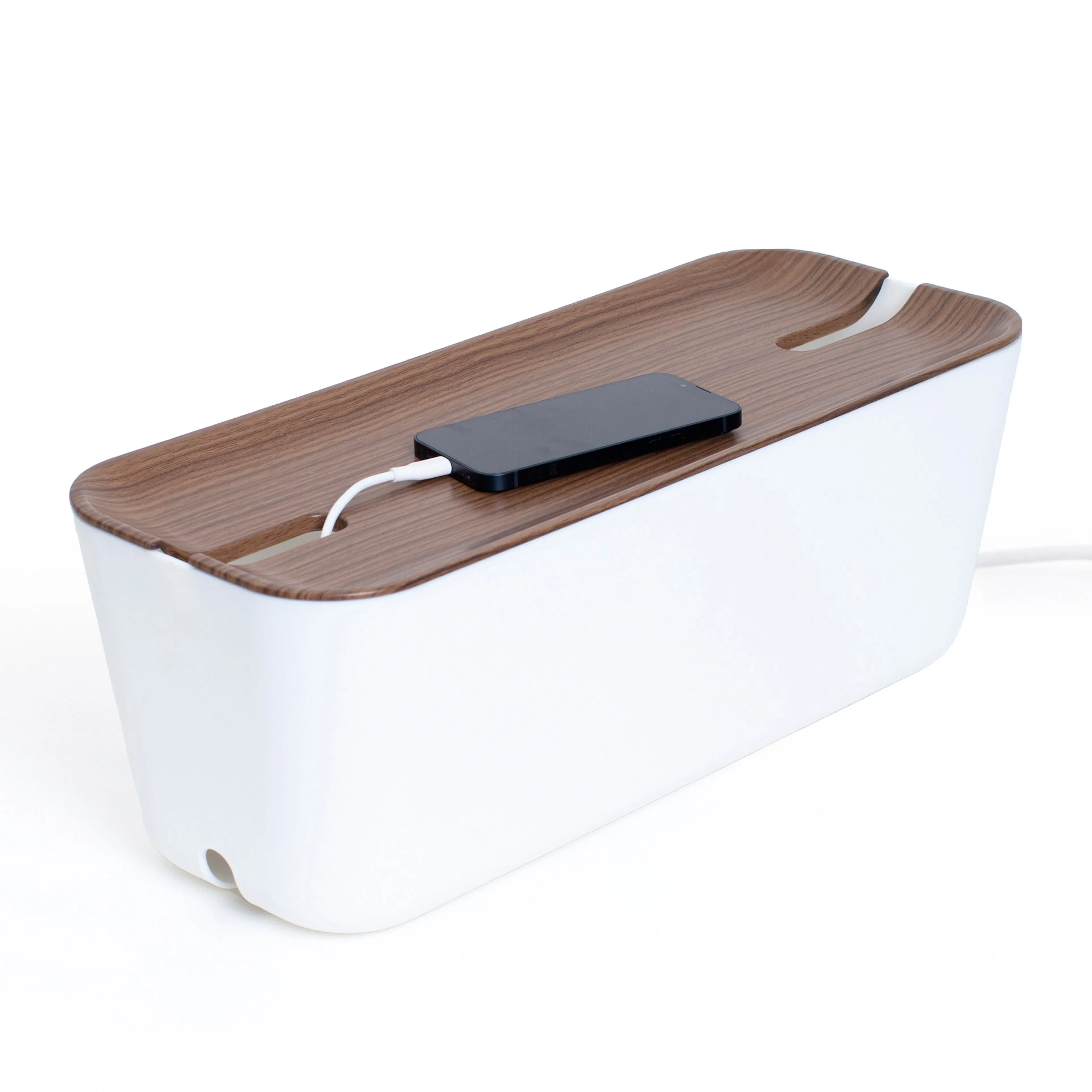 Kabelsamlare Cable Box XL Färg: Vit/Mörk trä