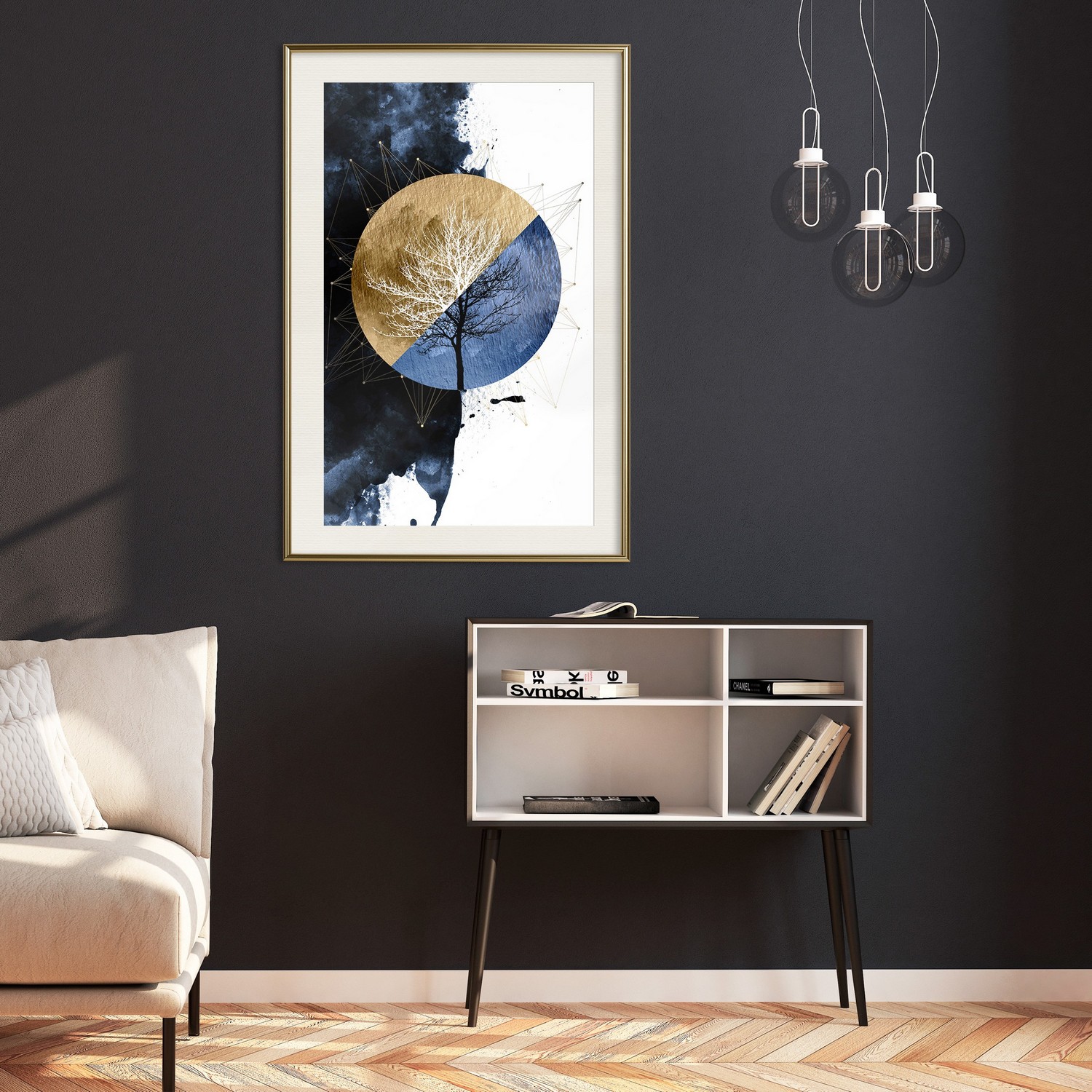 Affisch - Day and Night [Poster] 20x30 Guld ram med passepartout, 20x30 cm