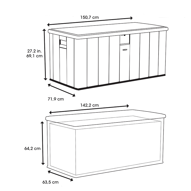 Förvaringsbox gop Lifetime Deckbox Harmony Ljusgrå 570 L