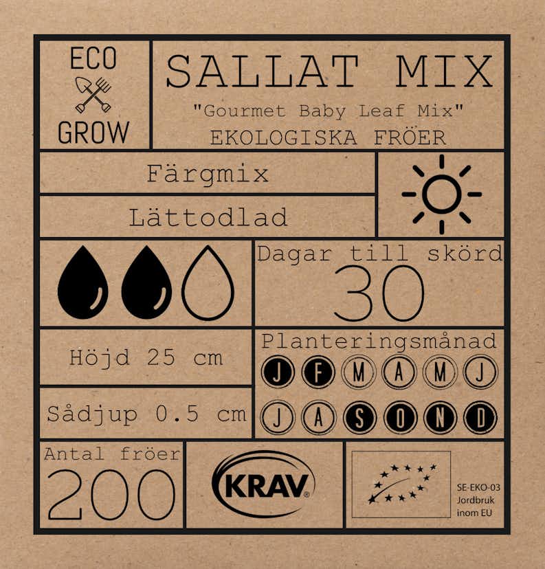 Fröpåse Eco Grow Sallat Mix Gourmet Baby Leaf Mix