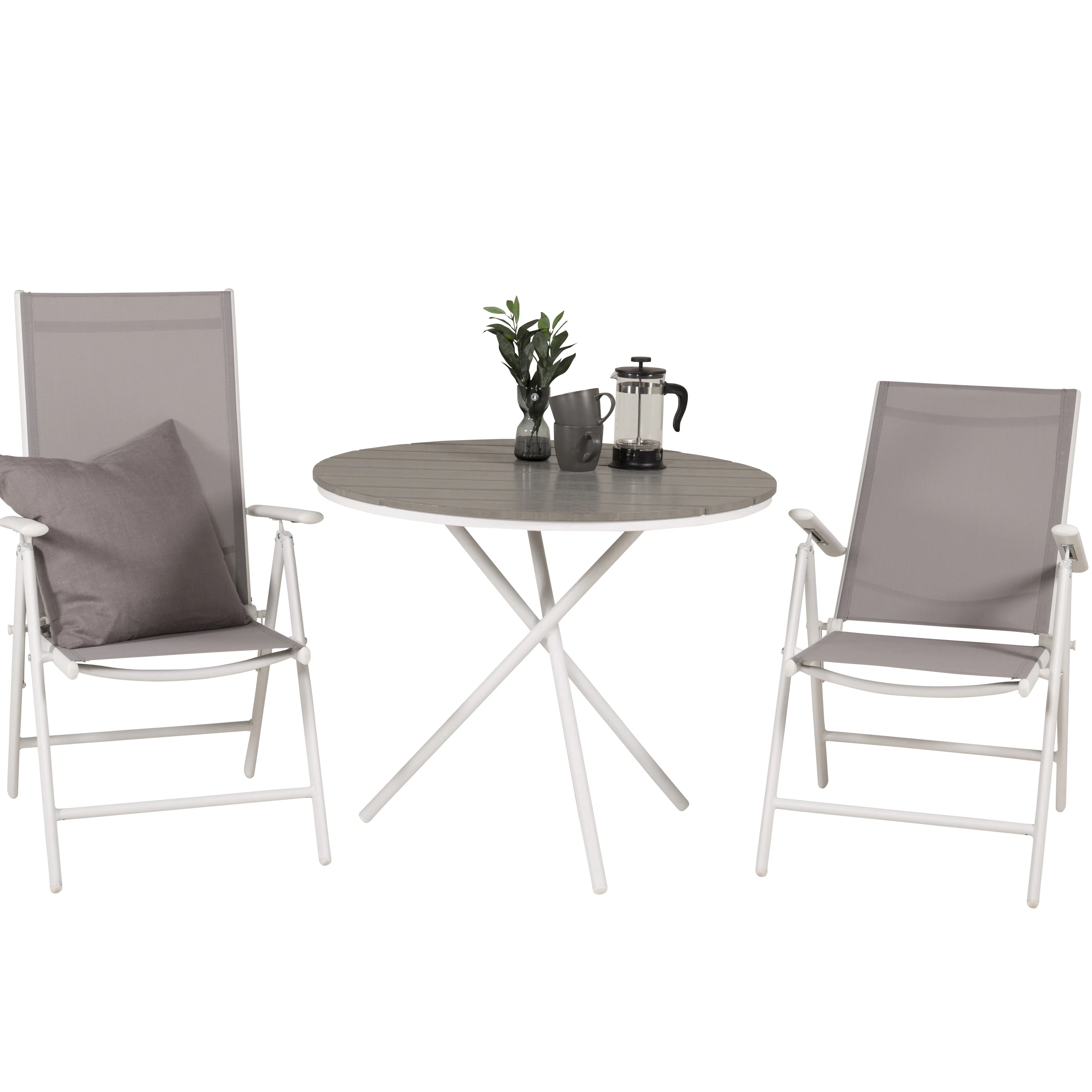 Cafégrupp Venture Home Pincy Ø 90 med 2 Bront Trädgårdsstolar Utomhus