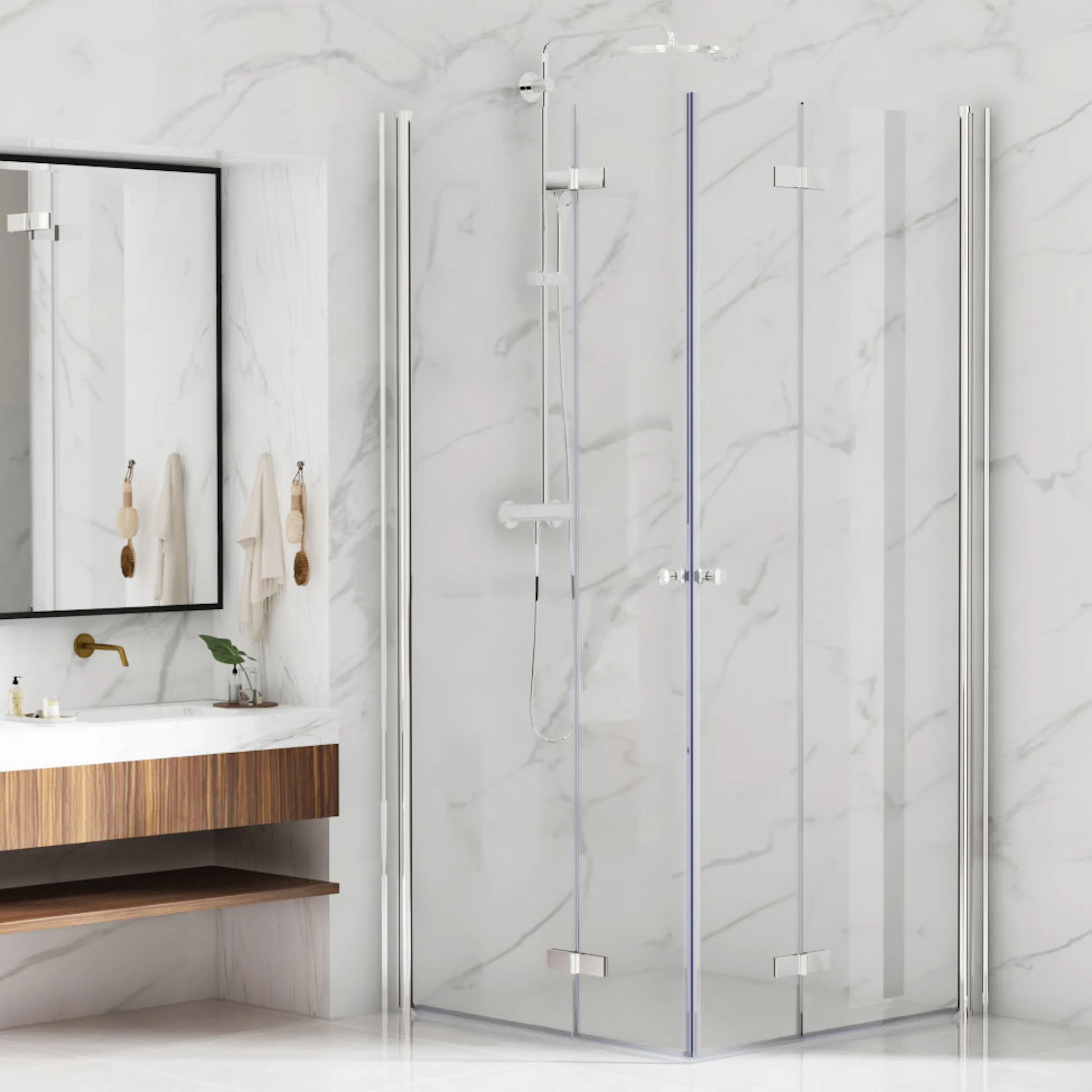 Bathlife vikbar duschhörn 900mm 900x900 mm